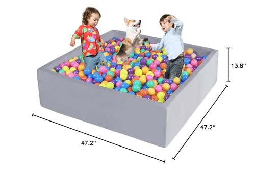 CALEPTONG Foam Ball Pit for Toddlers — Large 47.2 in Square Play Area
