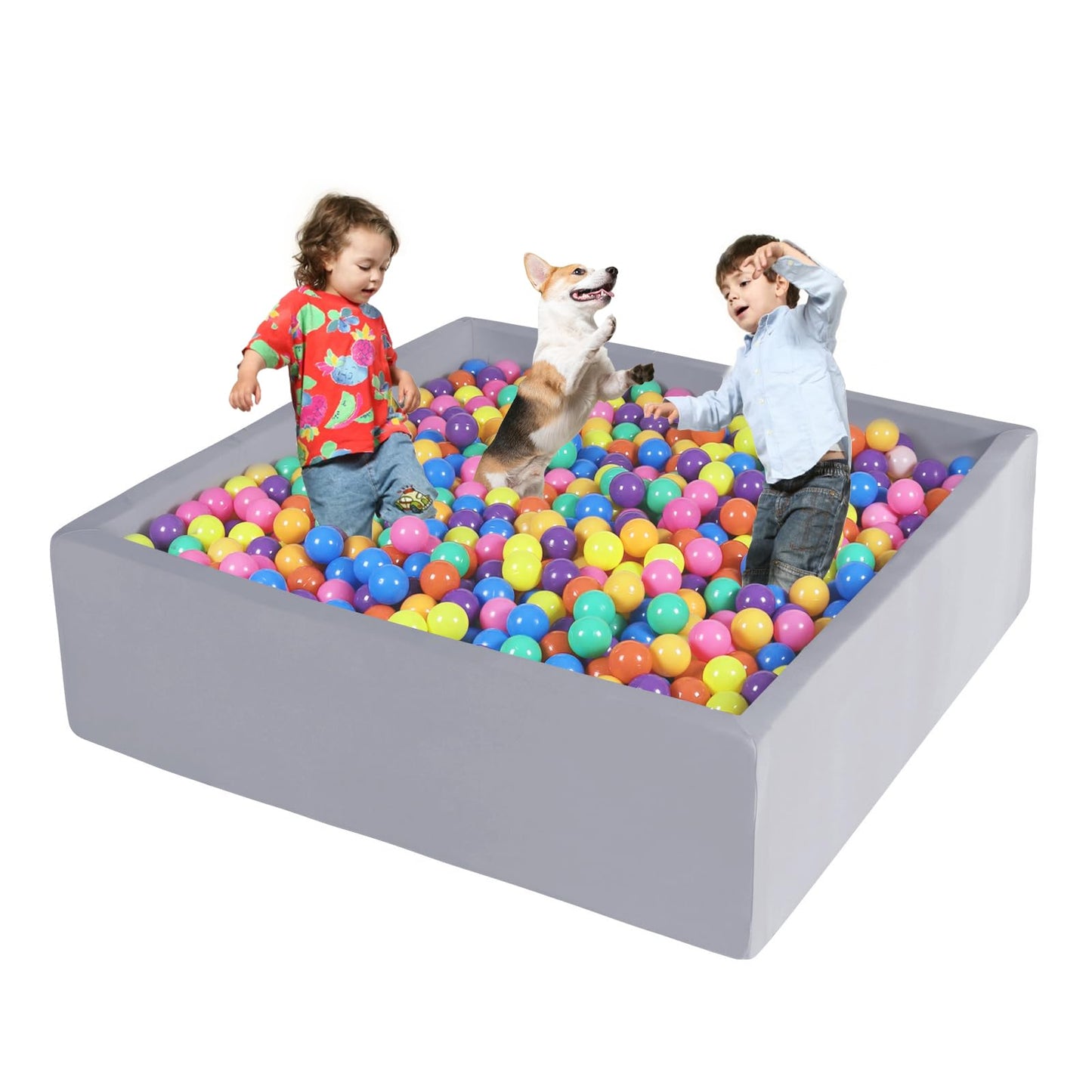 CALEPTONG Foam Ball Pit for Toddlers — Large 47.2 in Square Play Area