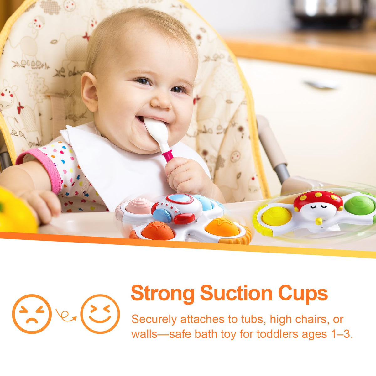 CalfQueen Baby Suction Cup Spinner Toy – Travel Fidget for Toddlers