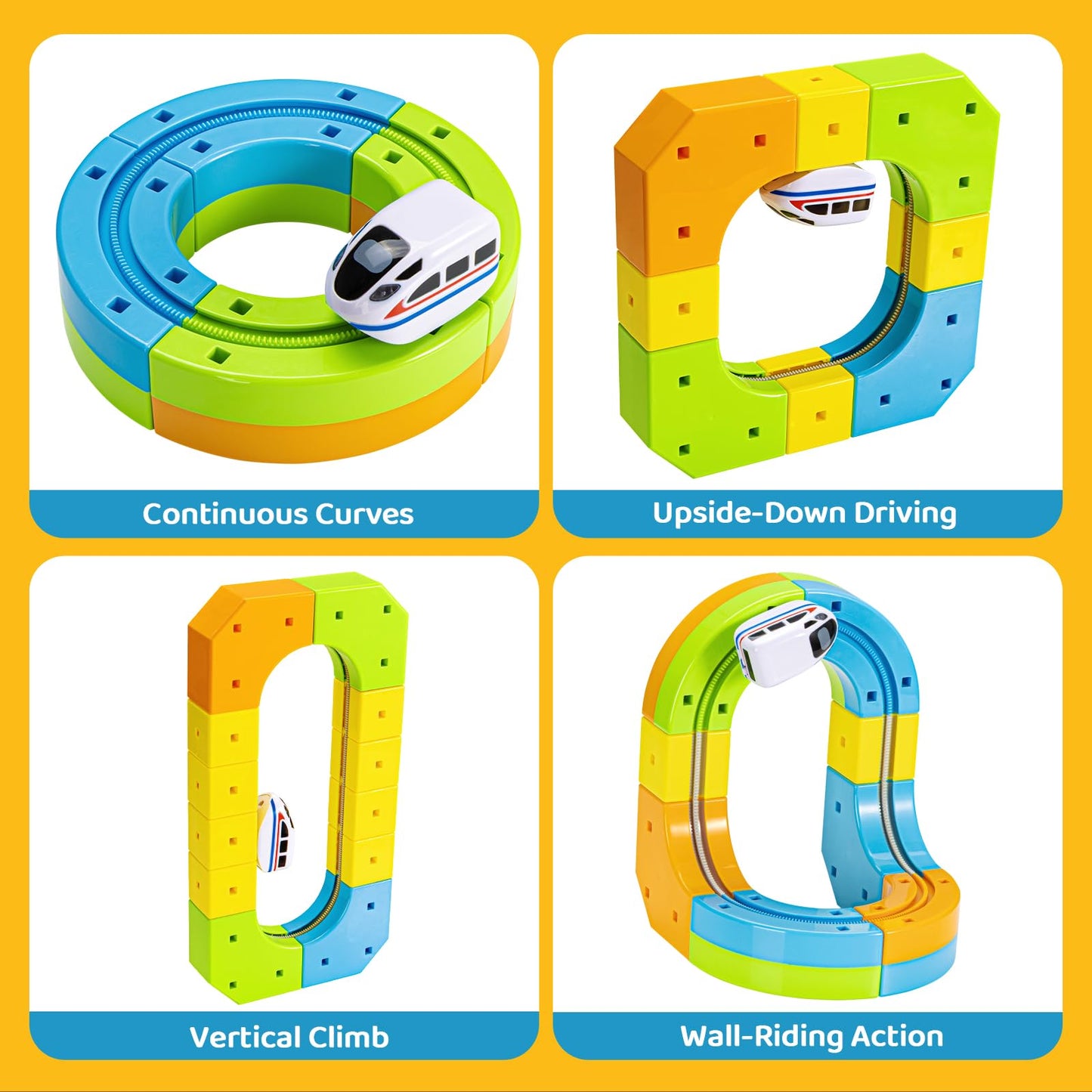 CalfQueen KlickRail Electric Train Set – Flexible 3D Track for Kids 3-8 (48 Pieces)
