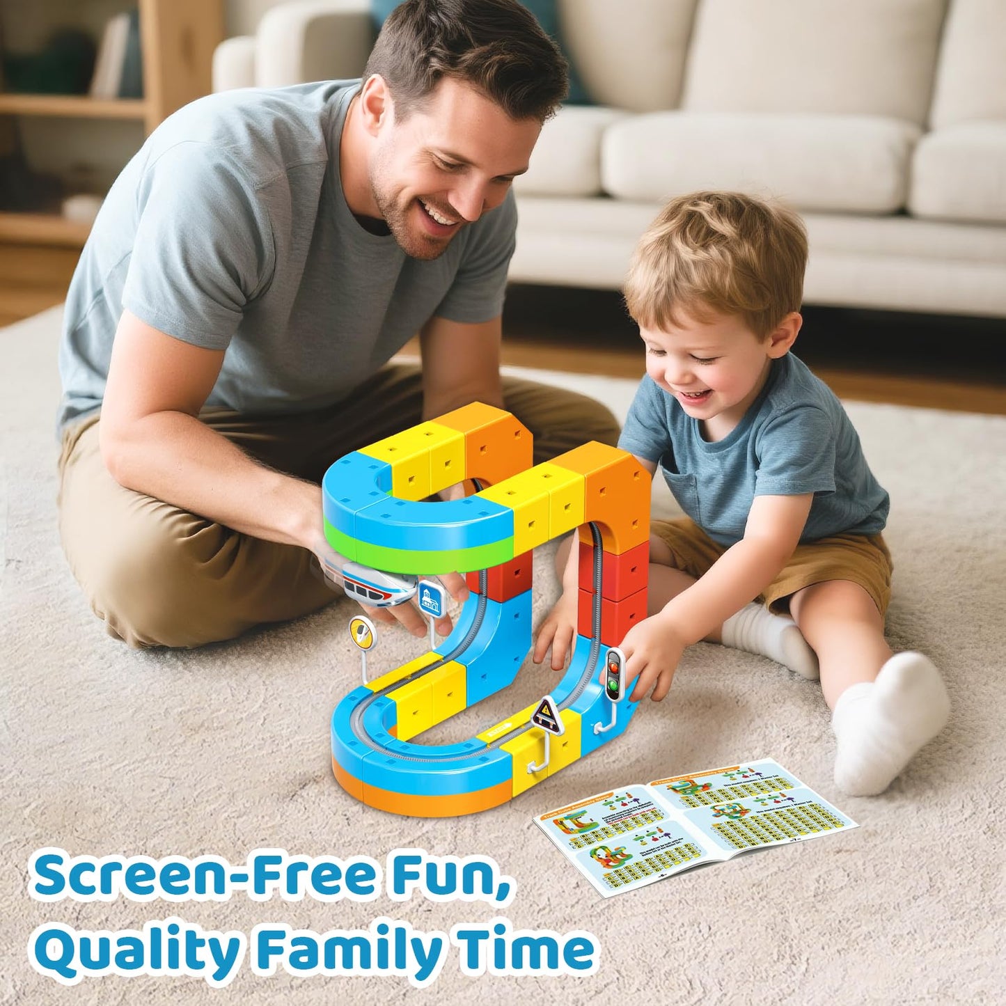 CalfQueen KlickRail Electric Train Set – 32-Piece Flexible Track for Kids 3-8