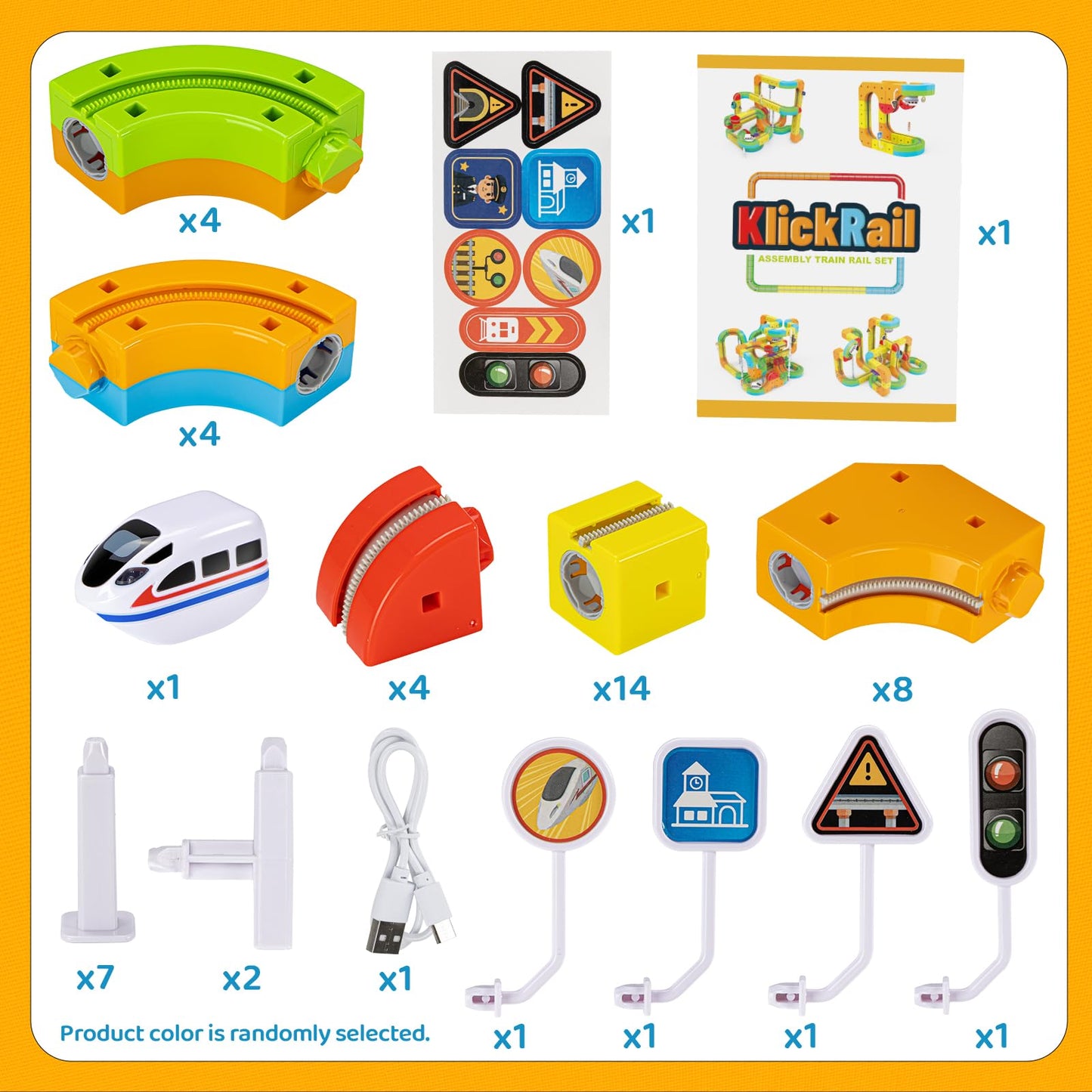 CalfQueen KlickRail Electric Train Set – Flexible 3D Track for Kids 3-8 (48 Pieces)