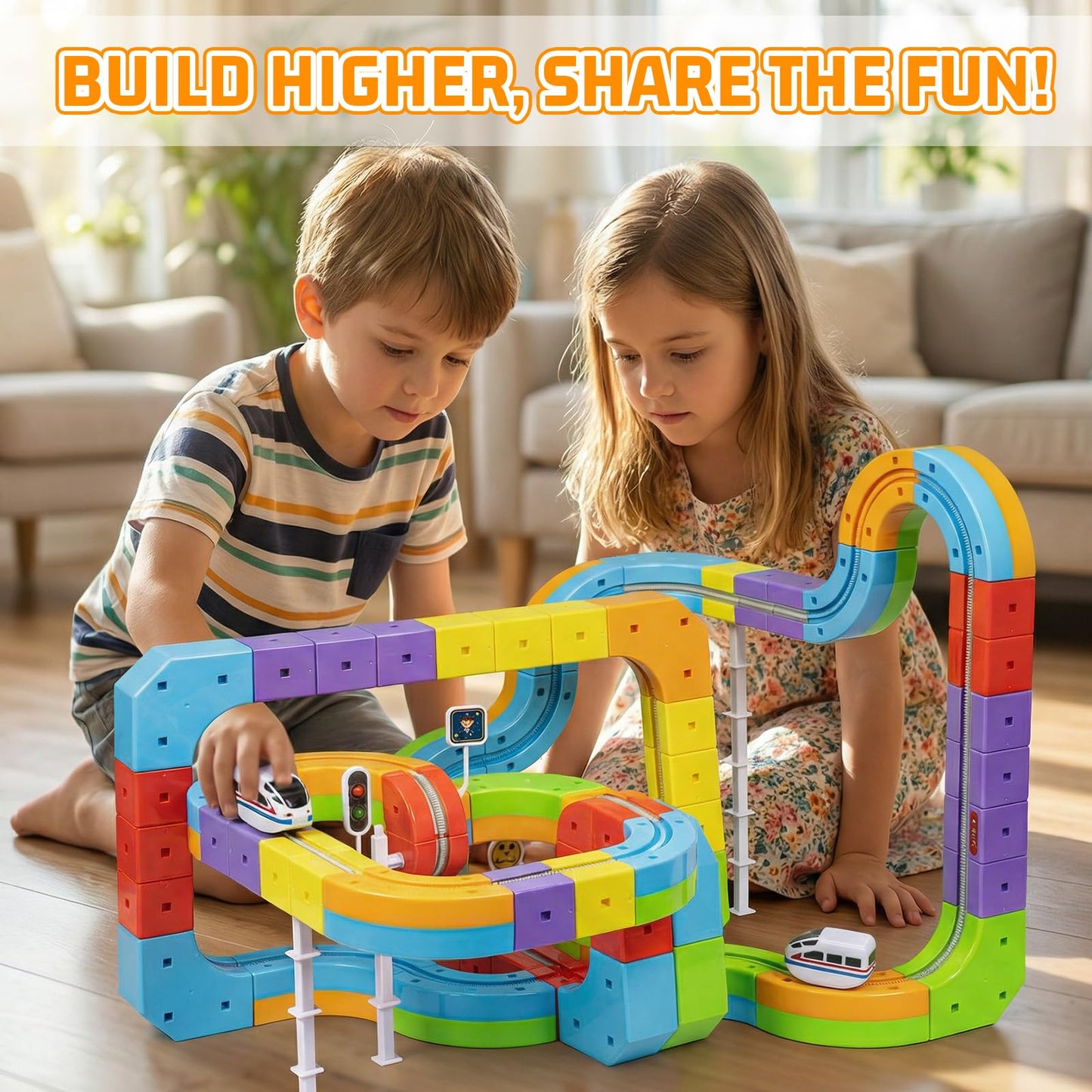 CalfQueen KlickRail Electric Train Set – 88-Piece Flexible Race Track for Kids 3–8