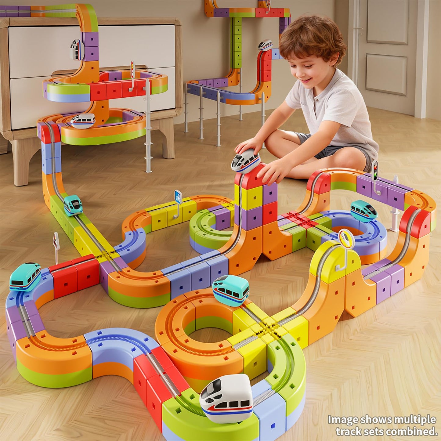 CalfQueen KlickRail Electric Train Set – 88-Piece Flexible Race Track for Kids 3–8