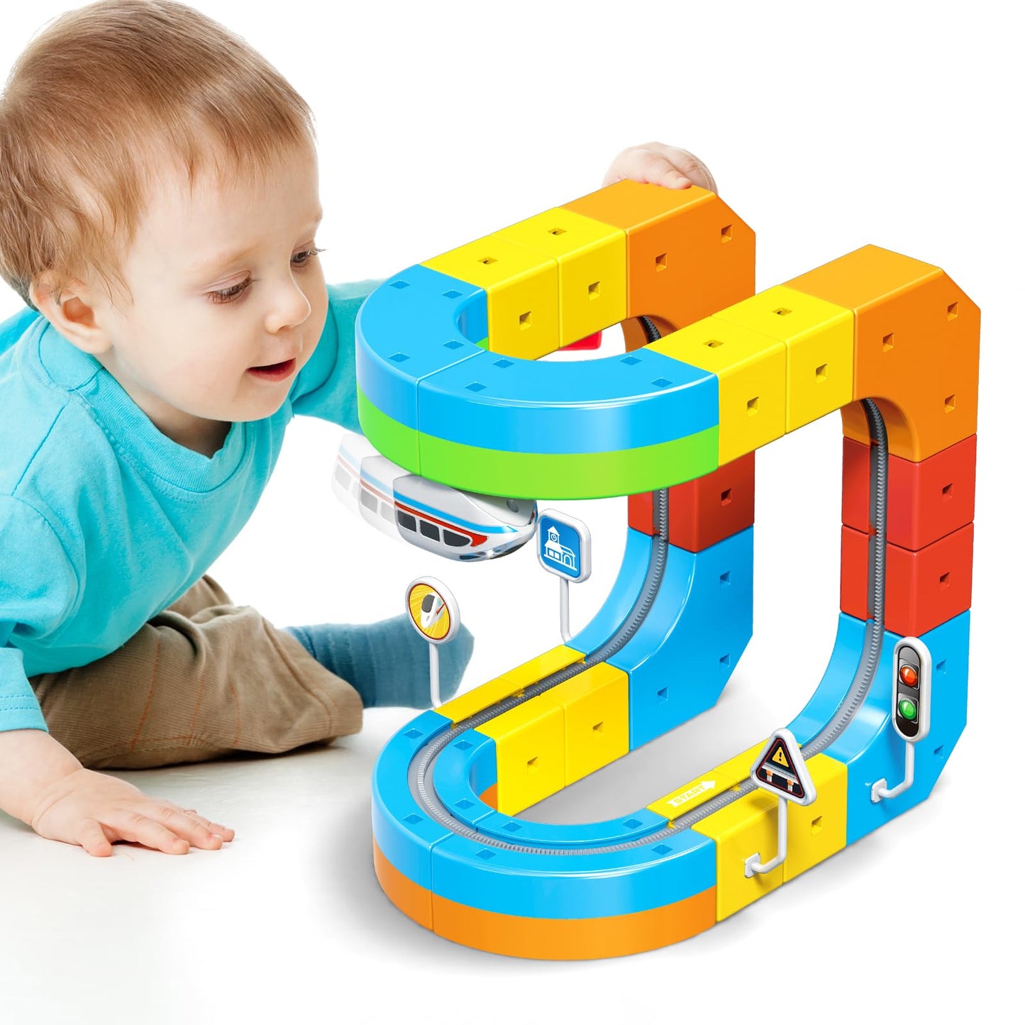 CalfQueen KlickRail Electric Train Set – 32-Piece Flexible Track for Kids 3-8