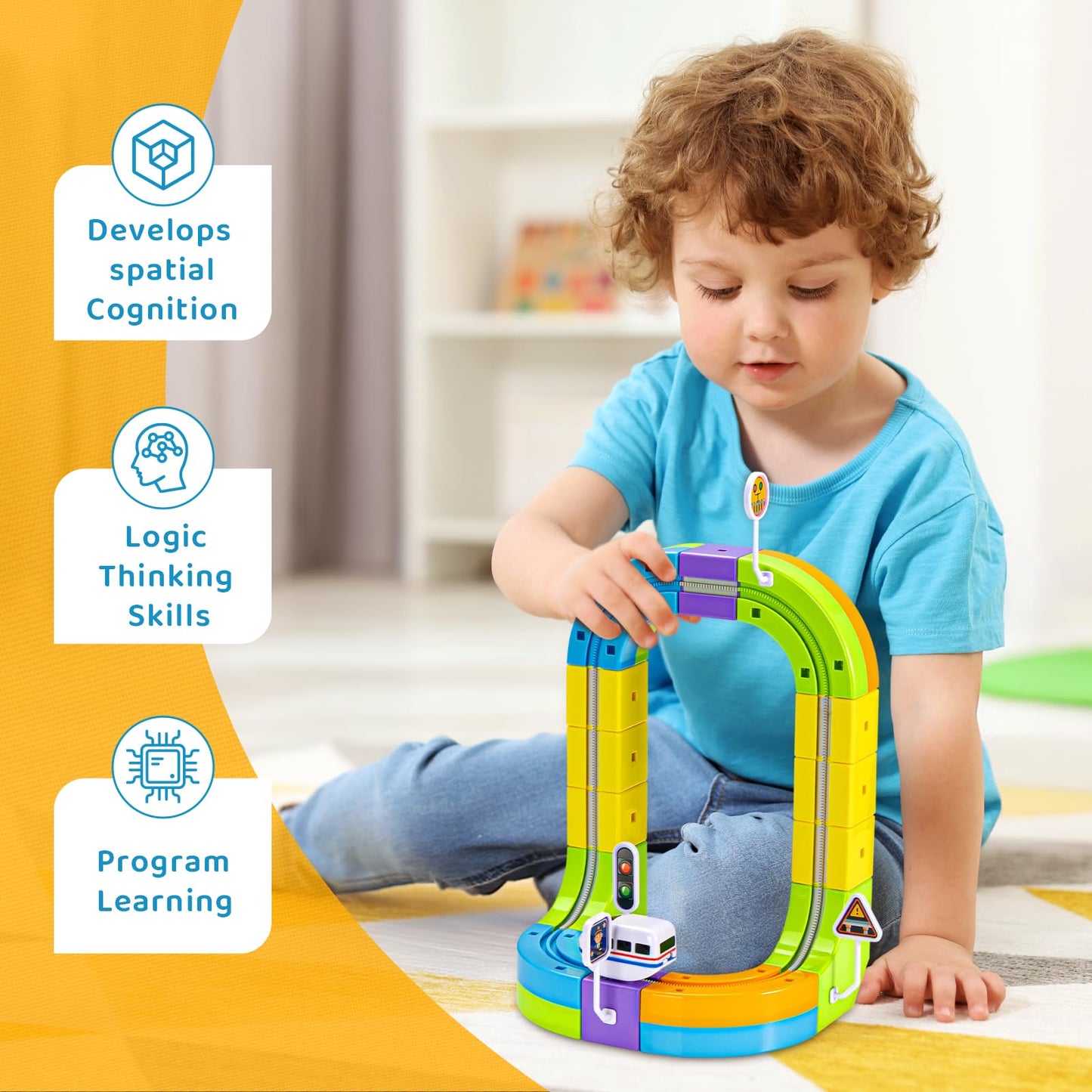 CalfQueen KlickRail Electric Train Set – 32-Piece Flexible Track for Kids 3-8