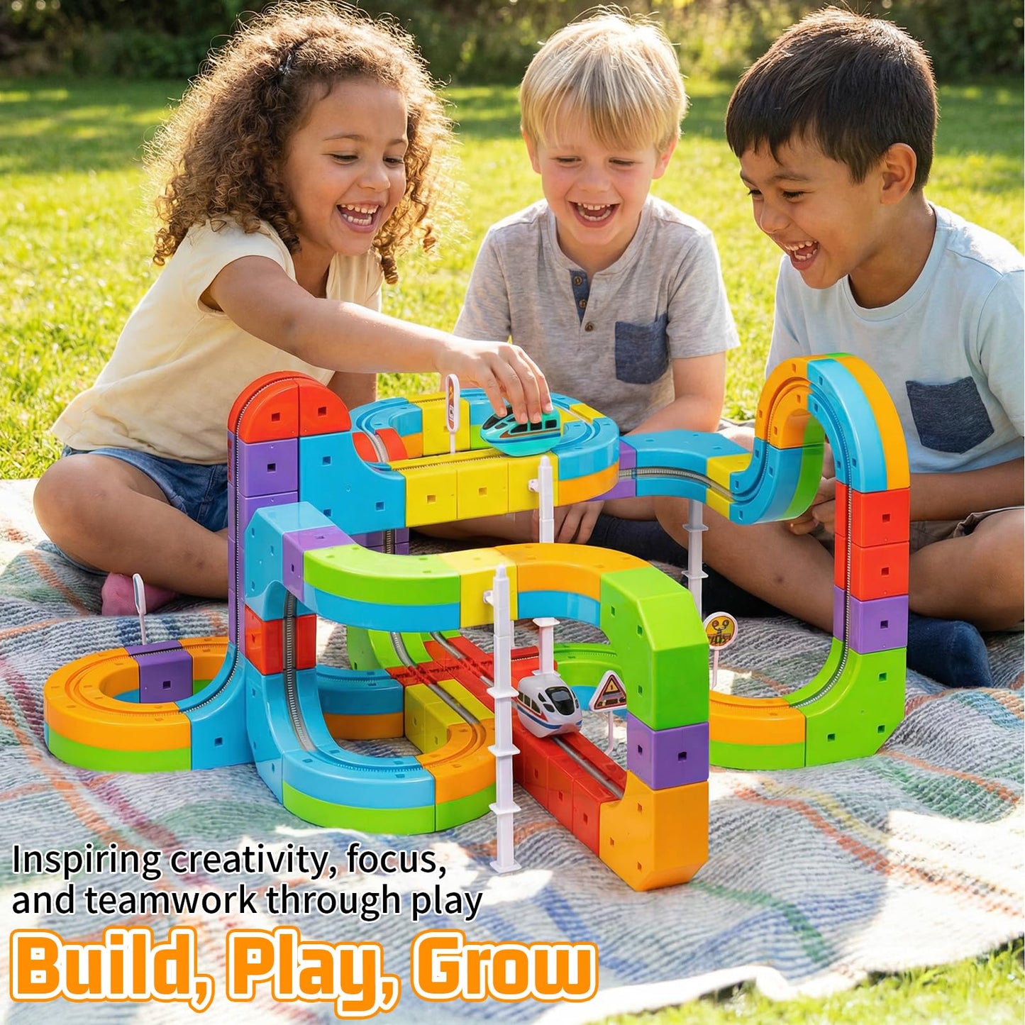 CalfQueen KlickRail Electric Train Set – 88-Piece Flexible Race Track for Kids 3–8