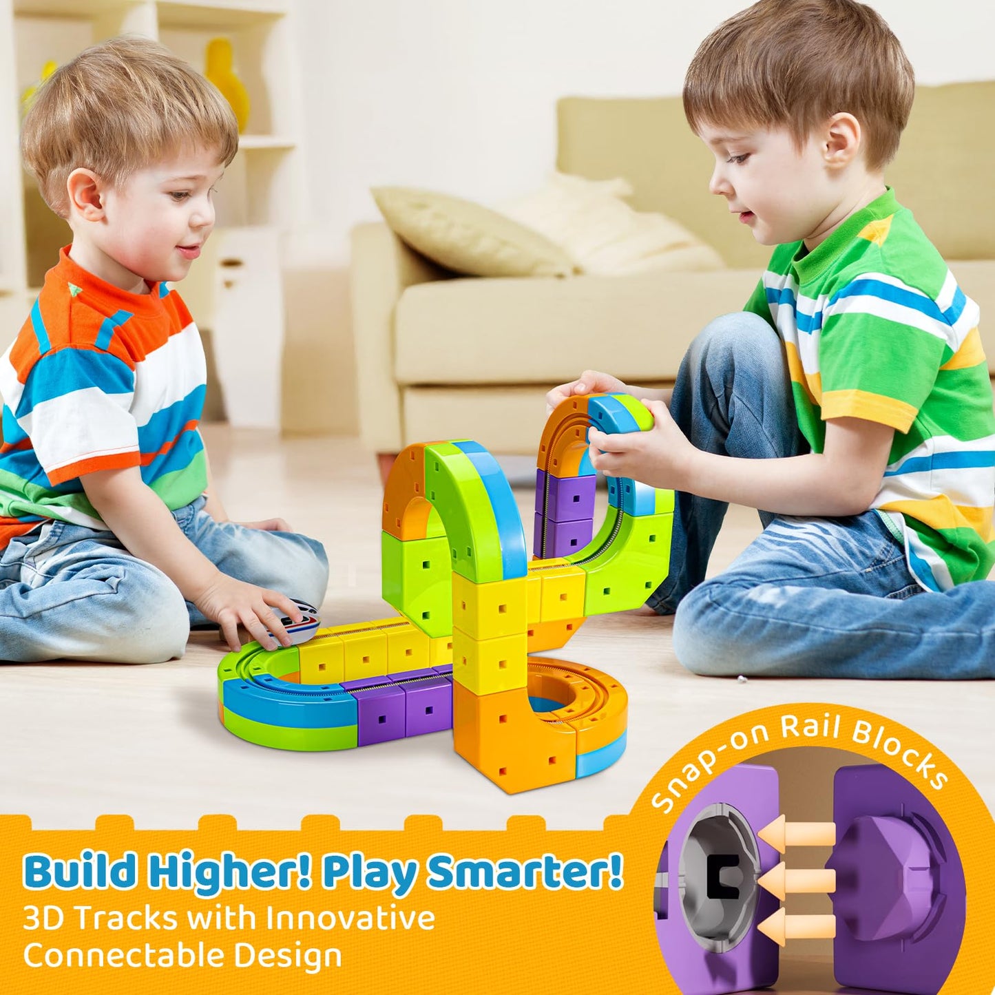CalfQueen KlickRail Electric Train Set – Flexible 3D Track for Kids 3-8 (48 Pieces)