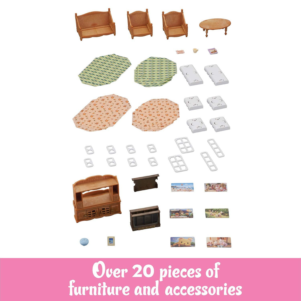 Calico Critters Comfy Living Room Set – Dollhouse Furniture & Accessories for 3+