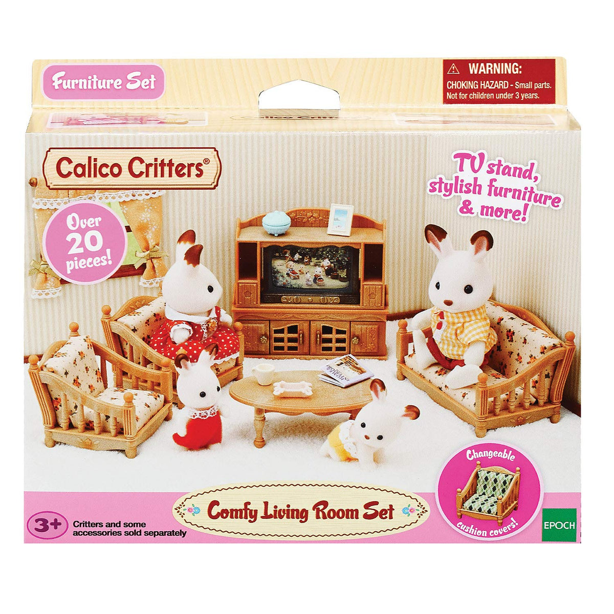 Calico Critters Comfy Living Room Set – Dollhouse Furniture & Accessories for 3+