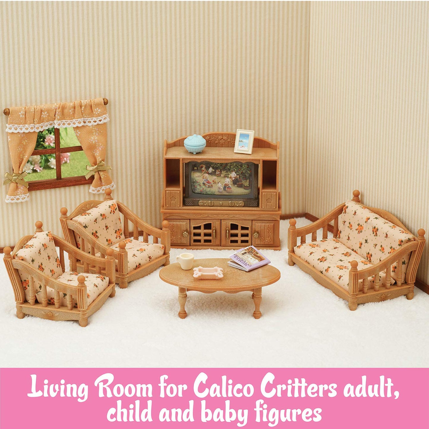 Calico Critters Comfy Living Room Set – Dollhouse Furniture & Accessories for 3+