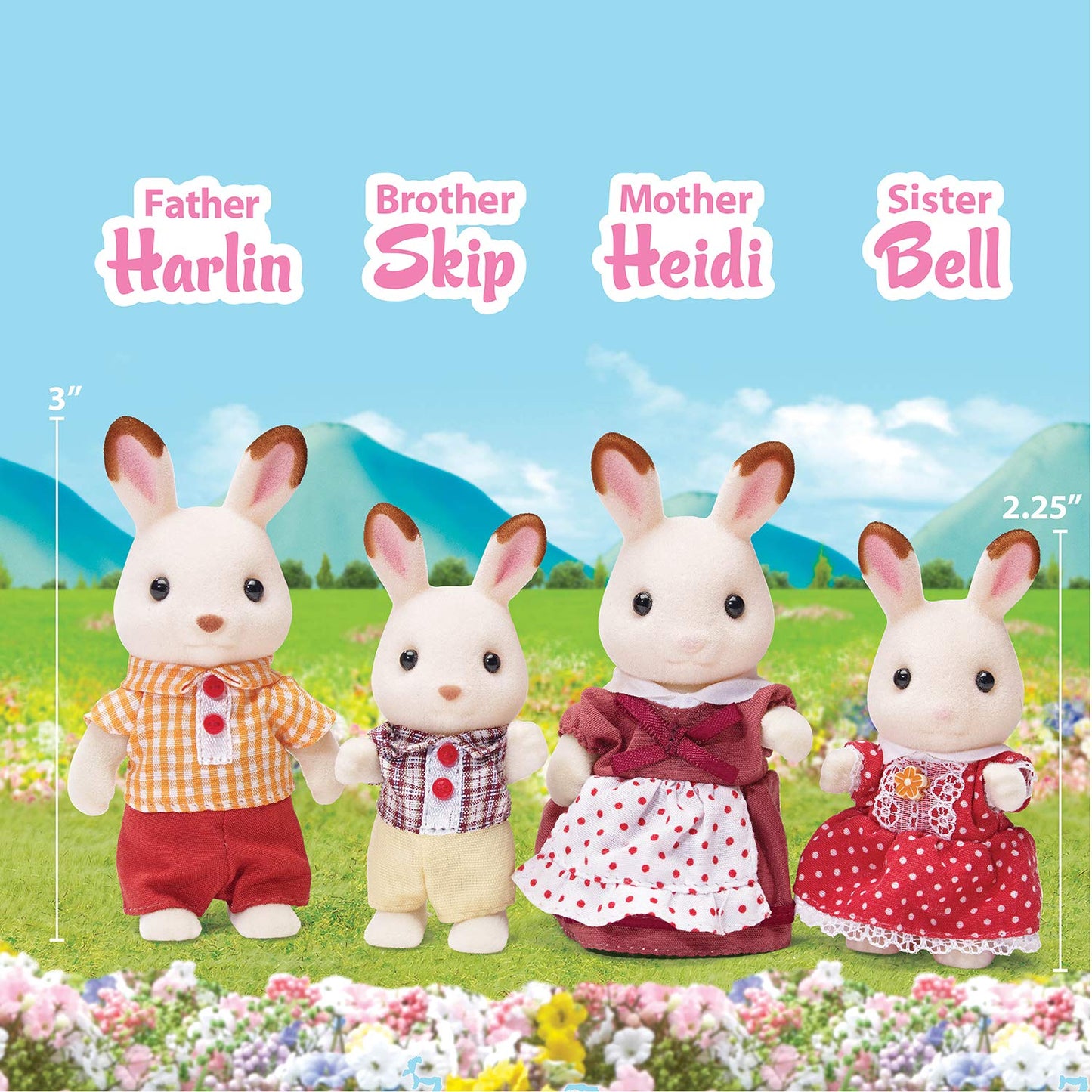 Calico Critters Hopscotch Rabbit Family – Poseable Doll Figures for Village Play