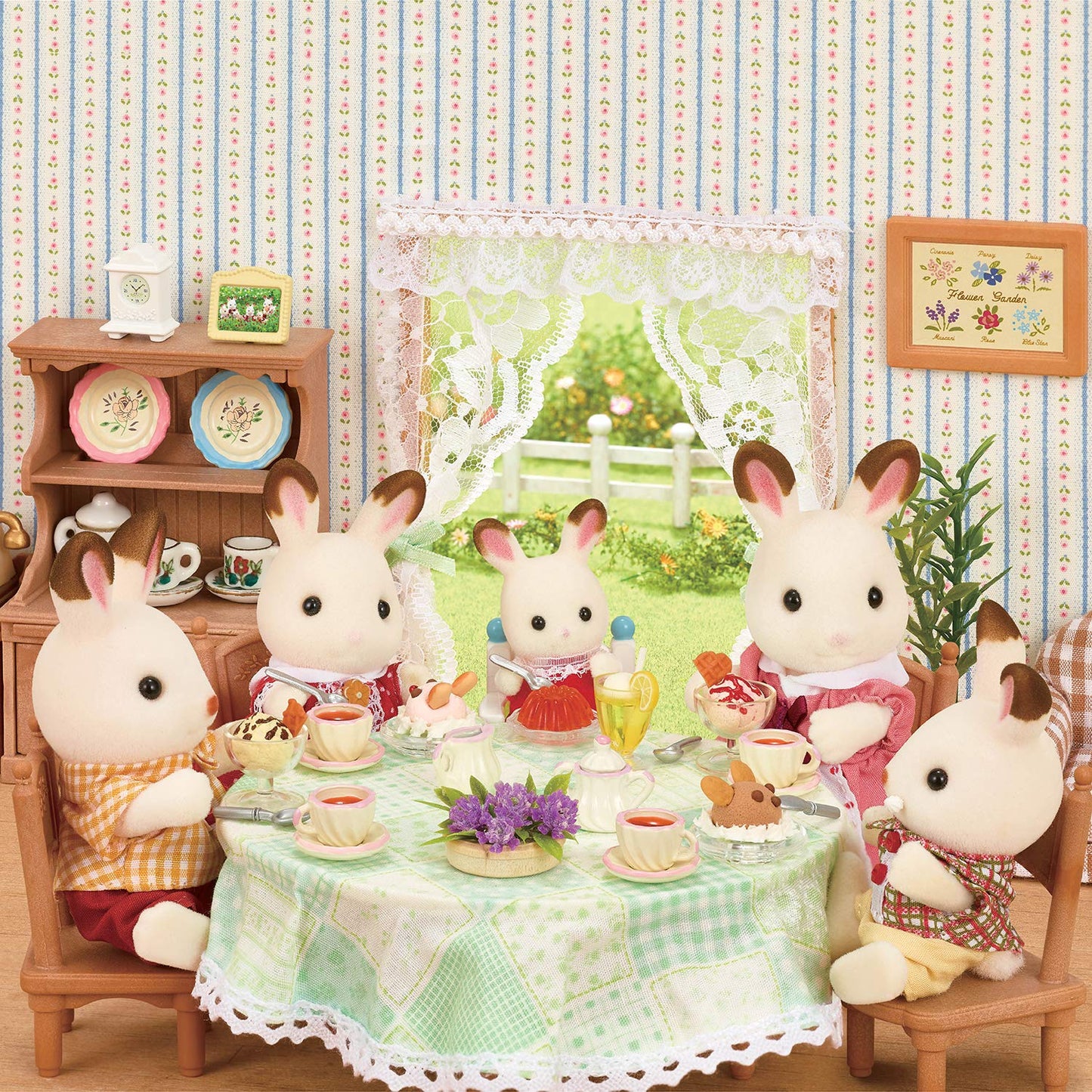 Calico Critters Hopscotch Rabbit Family – Poseable Doll Figures for Village Play