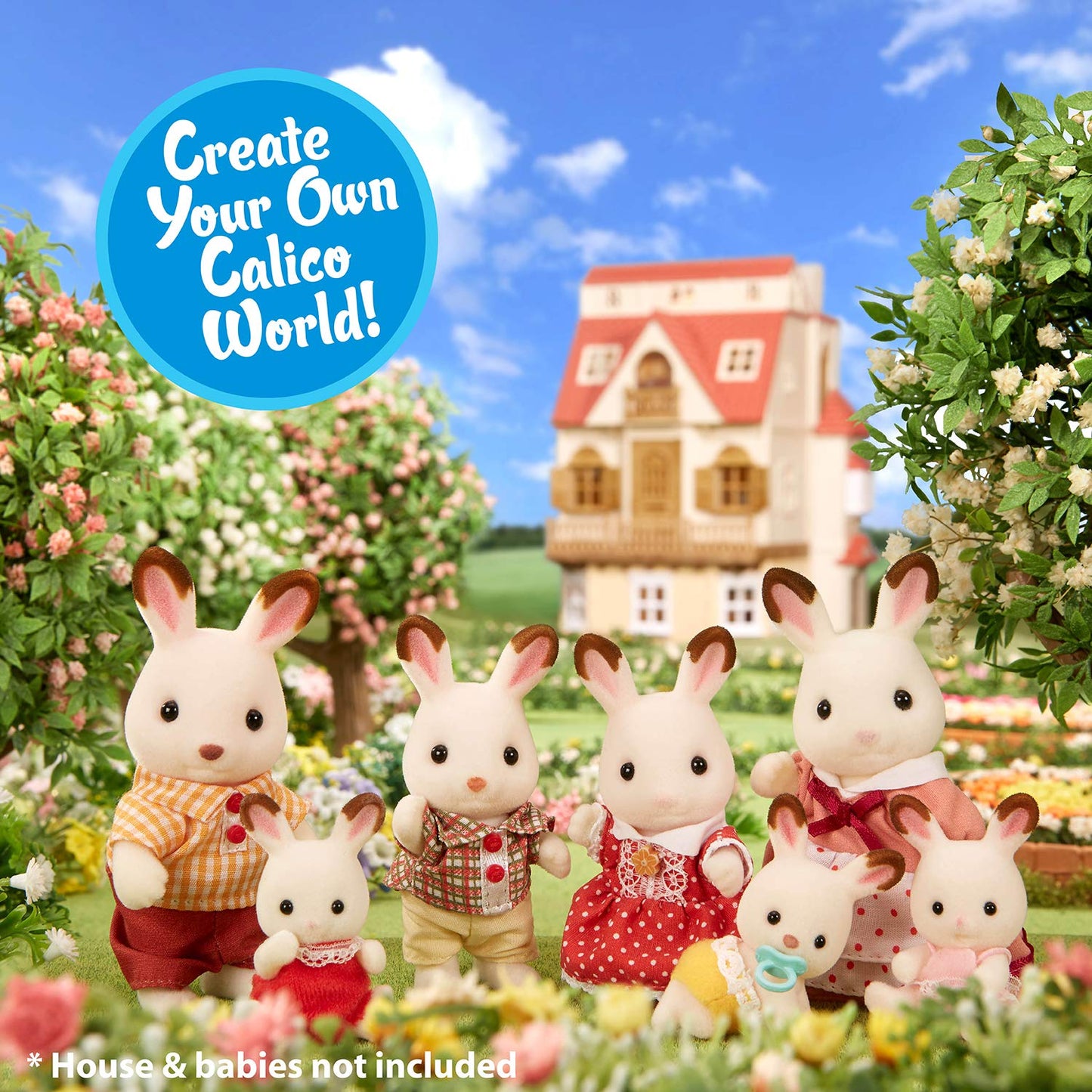 Calico Critters Hopscotch Rabbit Family – Poseable Doll Figures for Village Play