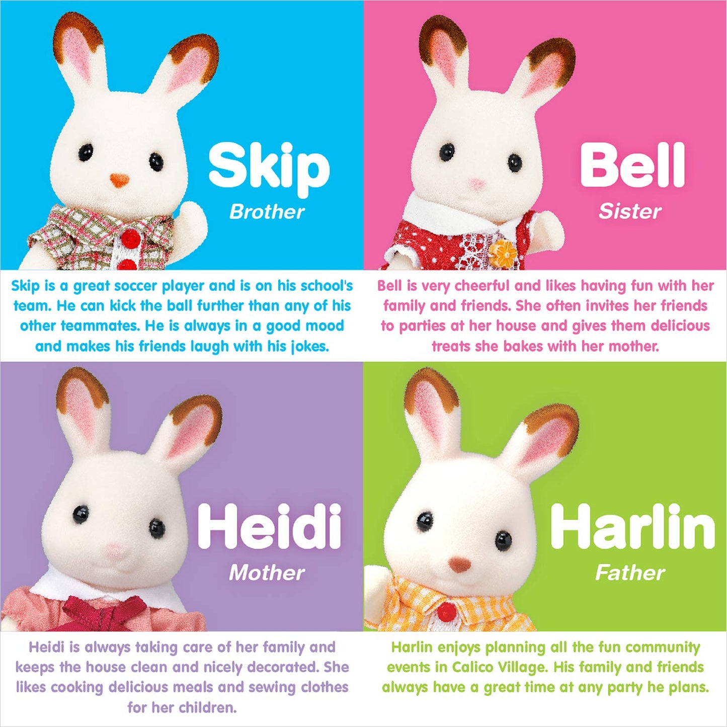 Calico Critters Hopscotch Rabbit Family – Poseable Doll Figures for Village Play