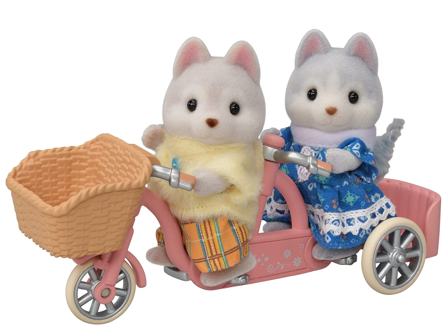 Calico Critters Husky Twin Tandem Cycling Set – Dollhouse Playset with Figures