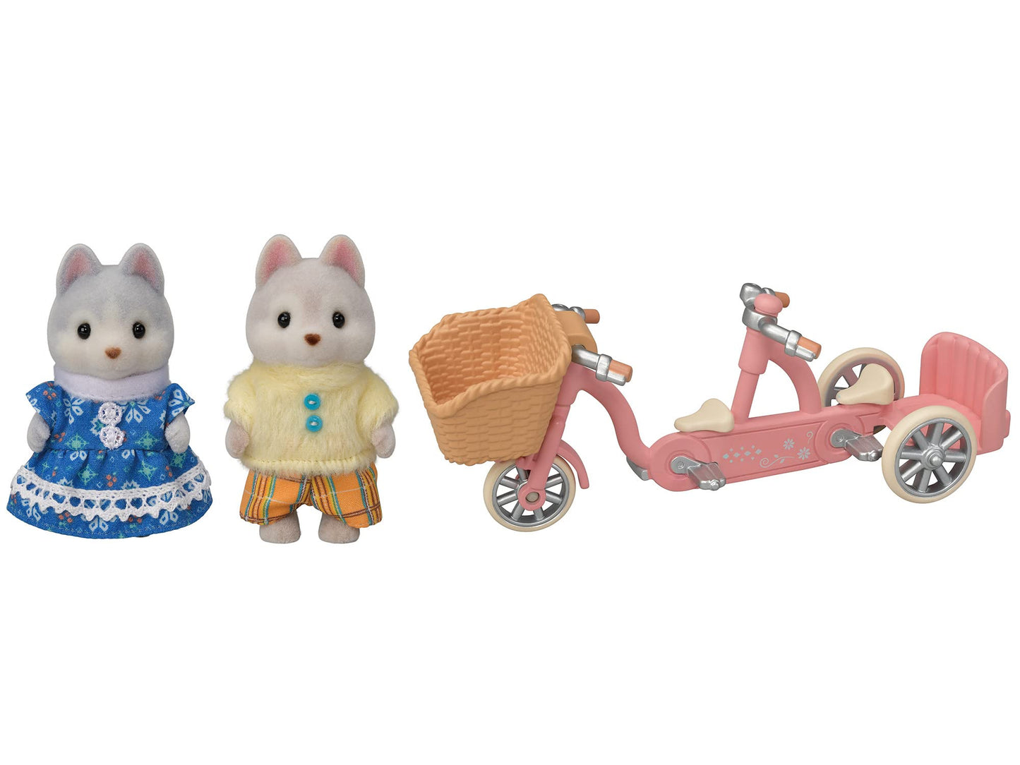 Calico Critters Husky Twin Tandem Cycling Set – Dollhouse Playset with Figures