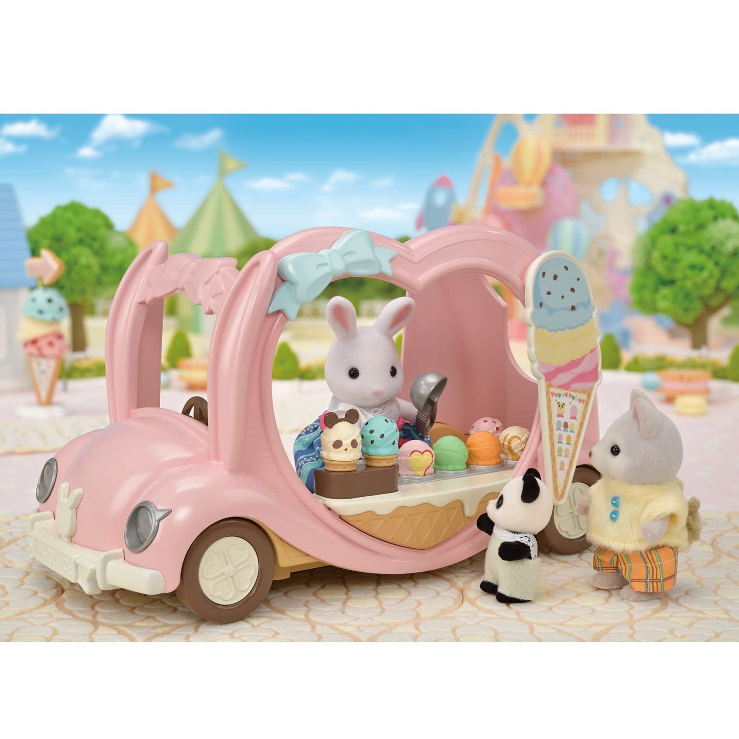 Calico Critters Ice Cream Van – Amusement Park Doll Playset with 28 Accessories