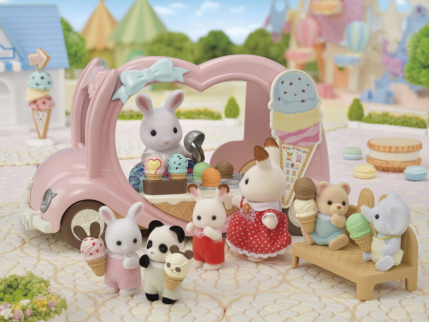 Calico Critters Ice Cream Van – Amusement Park Doll Playset with 28 Accessories