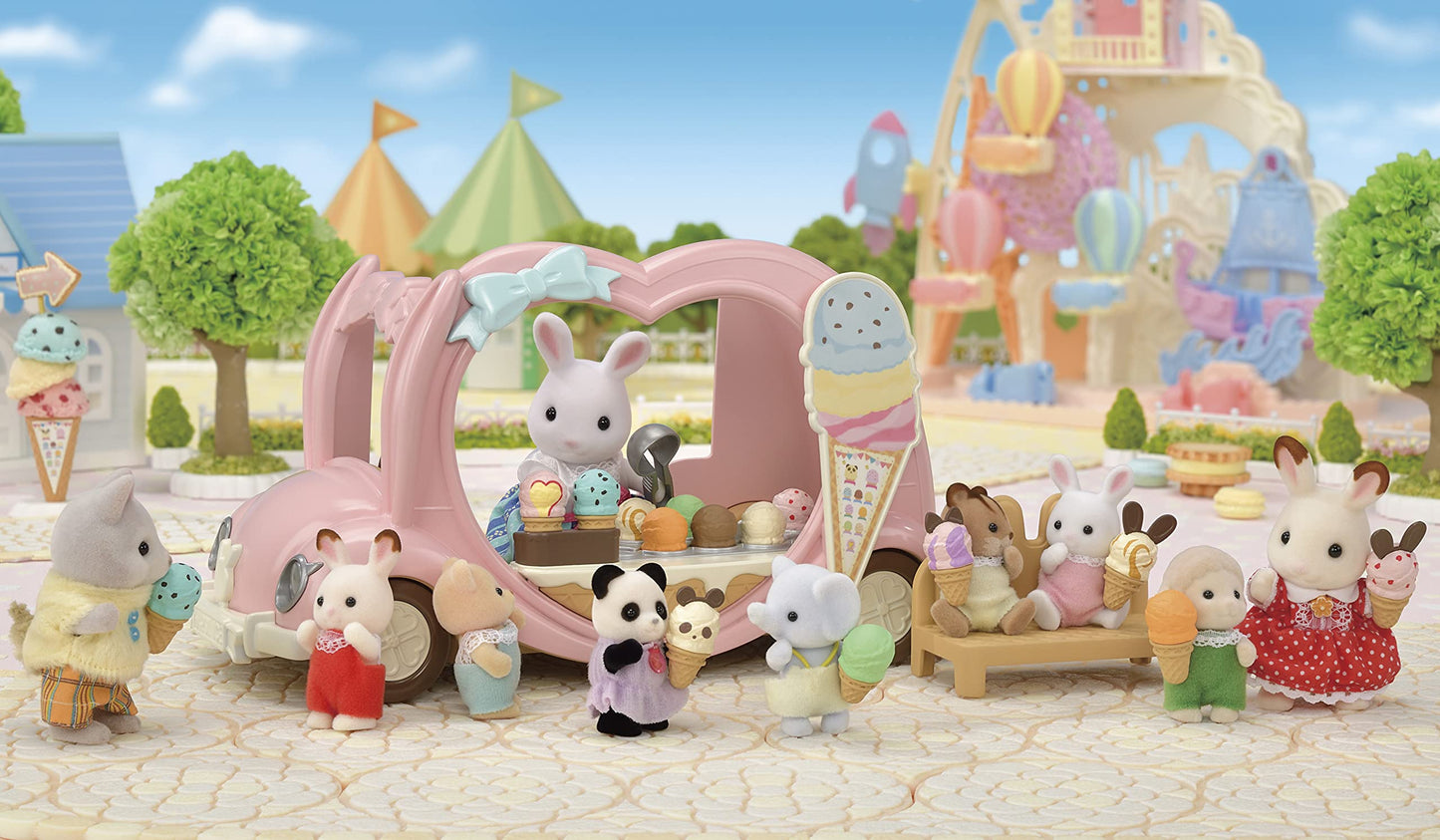 Calico Critters Ice Cream Van – Amusement Park Doll Playset with 28 Accessories