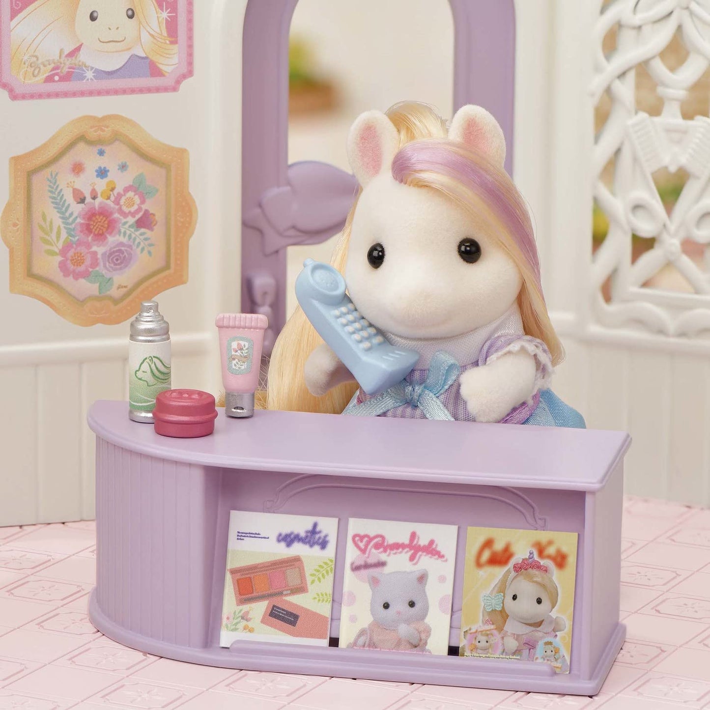 Calico Critters Pony's Stylish Hair Salon – 2-Story Playset with Sally & 40+ Accessories