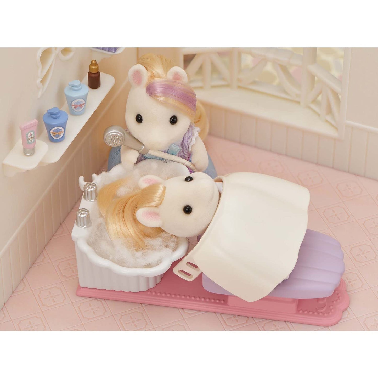 Calico Critters Pony's Stylish Hair Salon – 2-Story Playset with Sally & 40+ Accessories
