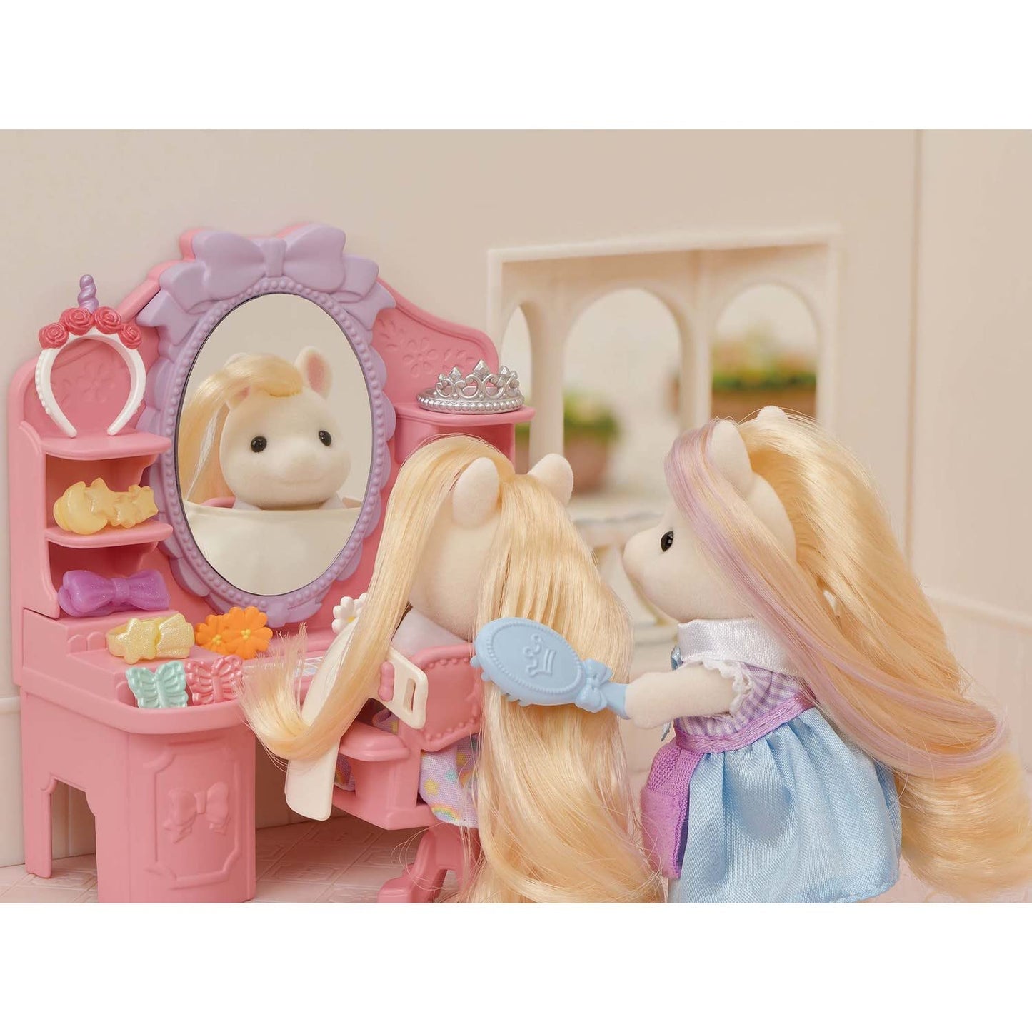 Calico Critters Pony's Stylish Hair Salon – 2-Story Playset with Sally & 40+ Accessories