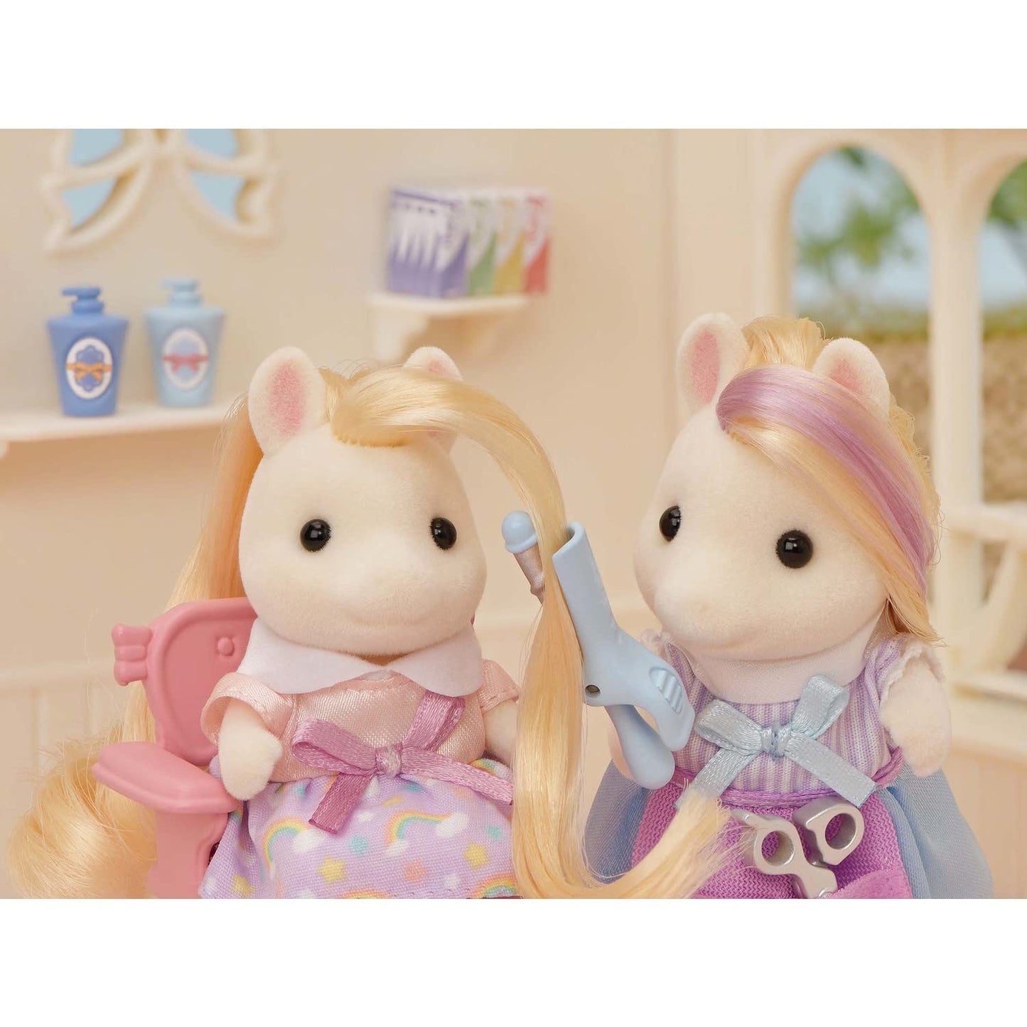 Calico Critters Pony's Stylish Hair Salon – 2-Story Playset with Sally & 40+ Accessories