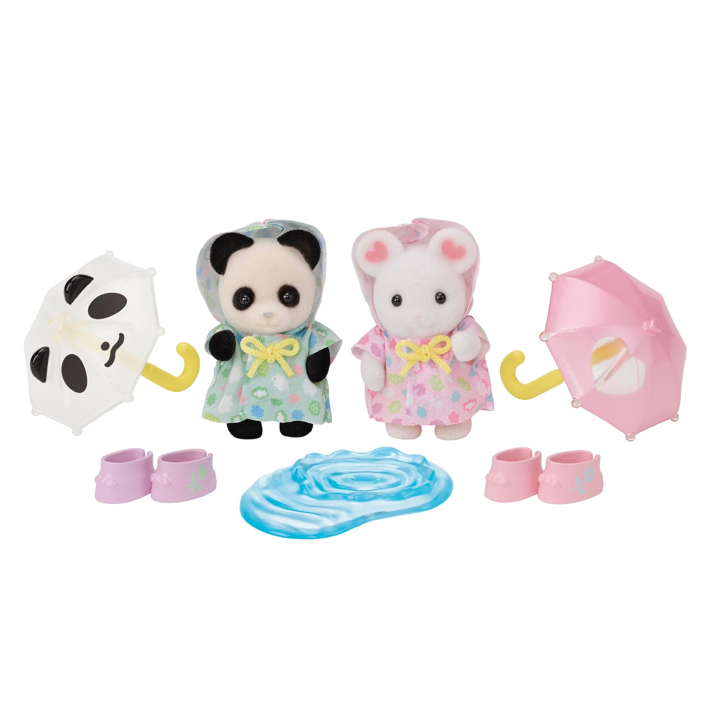 Calico Critters Nursery Friends Rainy Day Duo – Two Babies with Umbrellas