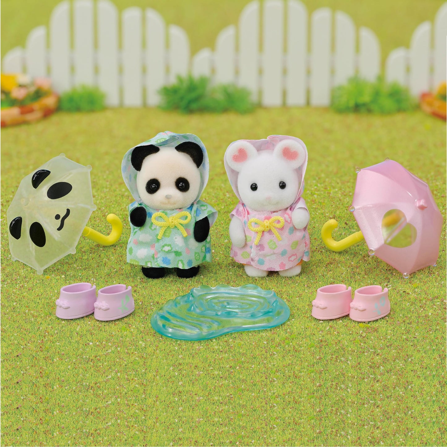 Calico Critters Nursery Friends Rainy Day Duo – Two Babies with Umbrellas
