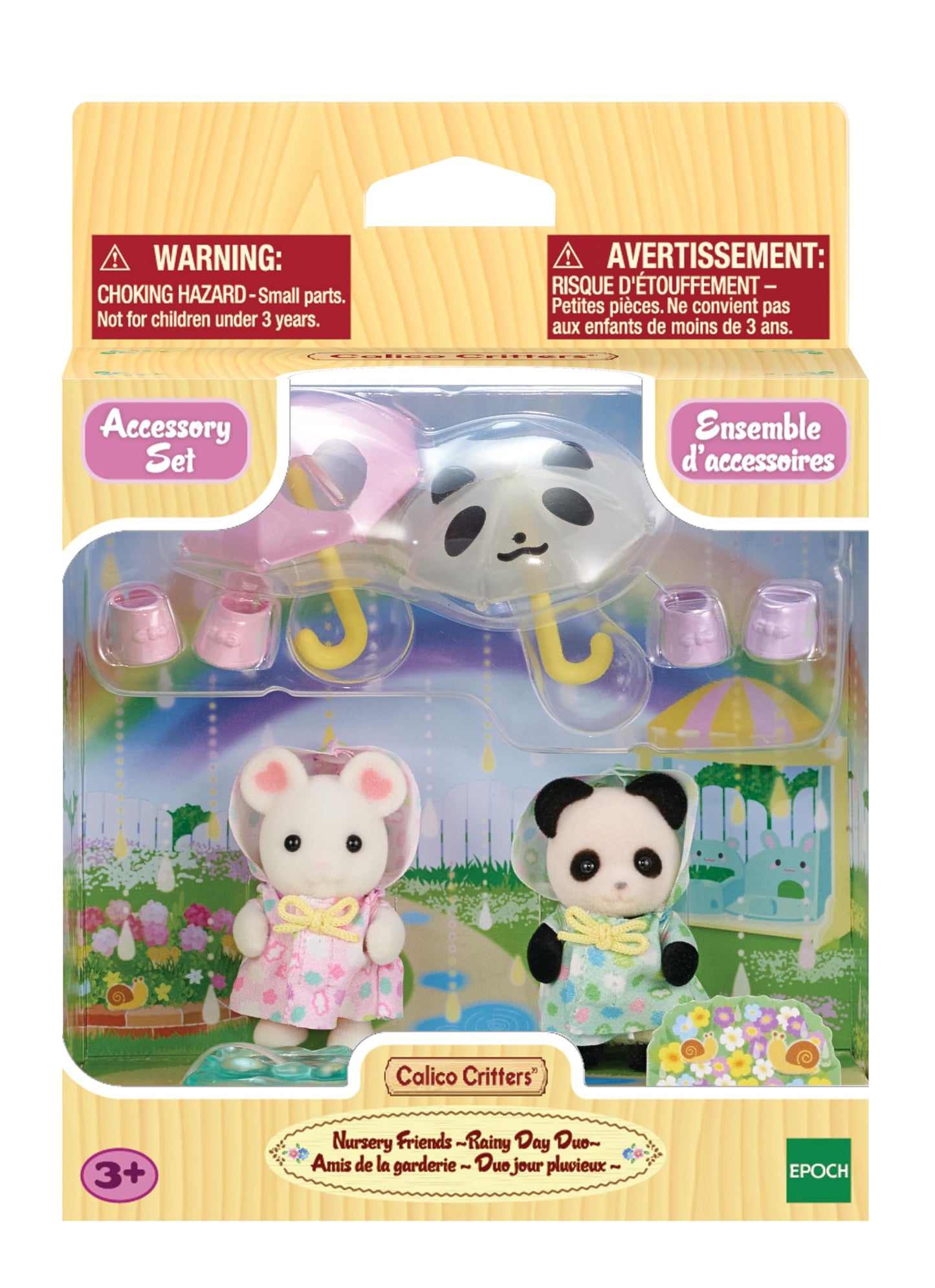 Calico Critters Nursery Friends Rainy Day Duo – Two Babies with Umbrellas