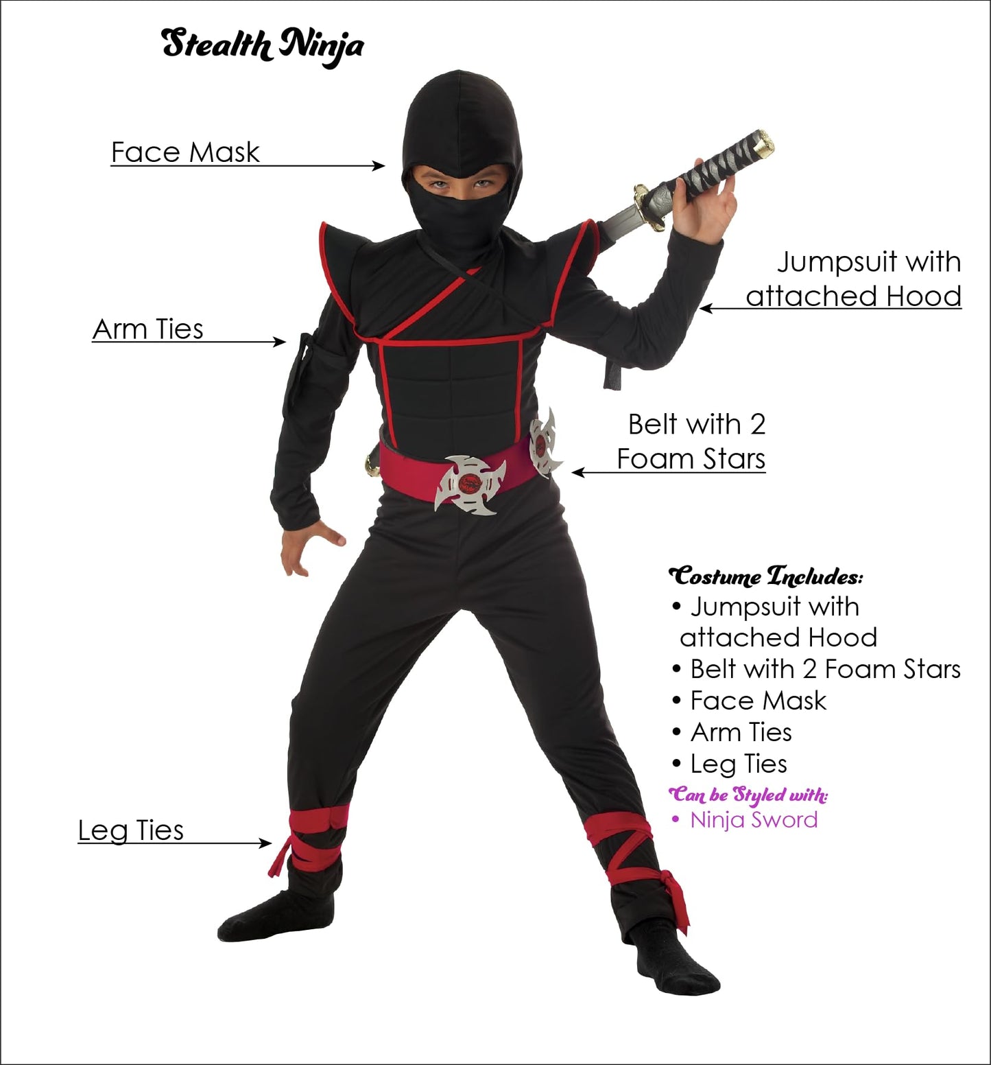 California Costumes Kids Stealth Ninja Costume - Small (6-8)