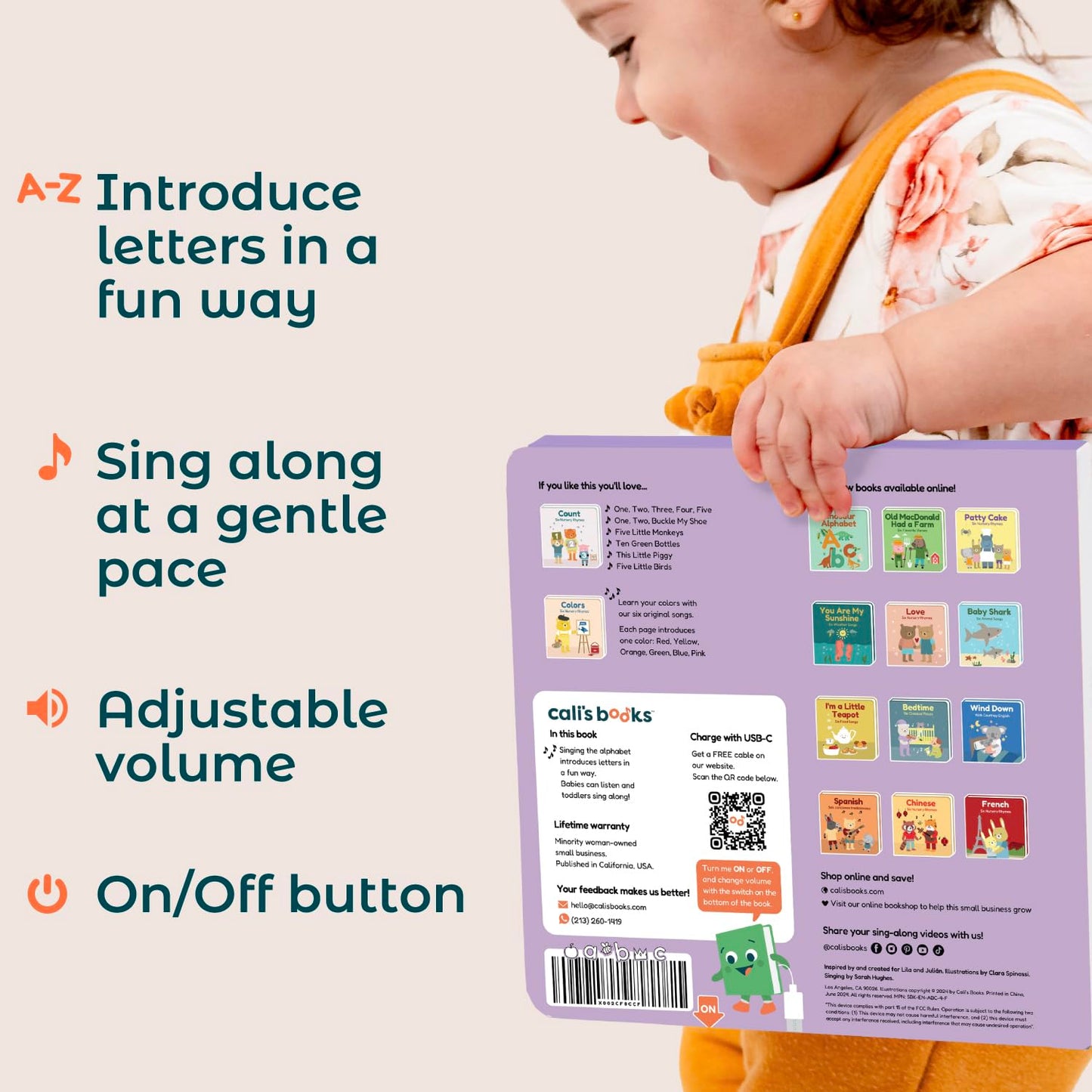 Cali's Books Alphabet Book for Toddlers 1-3 — Interactive ABC Song Toy