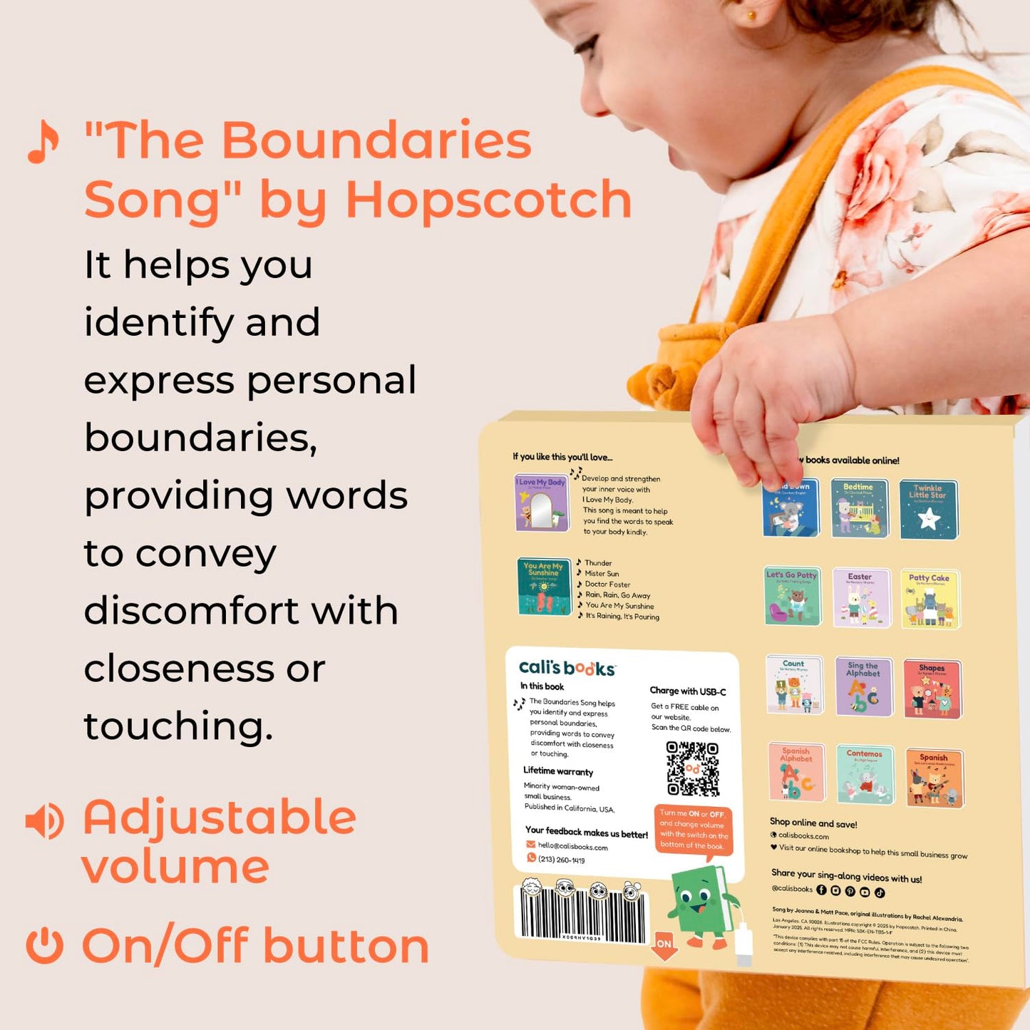 Cali's Books The Boundaries Song by Hopscotch – Feelings Musical Book for Toddlers 1-3