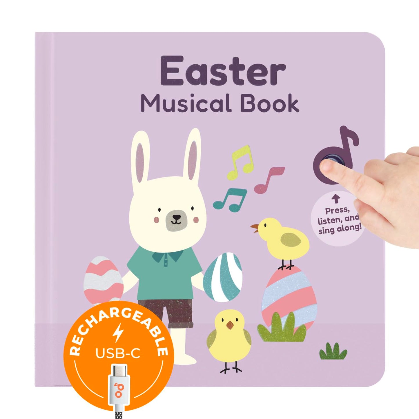 Cali's Books Easter Nursery Rhymes Musical Book – USB-C Rechargeable Toddler Gift