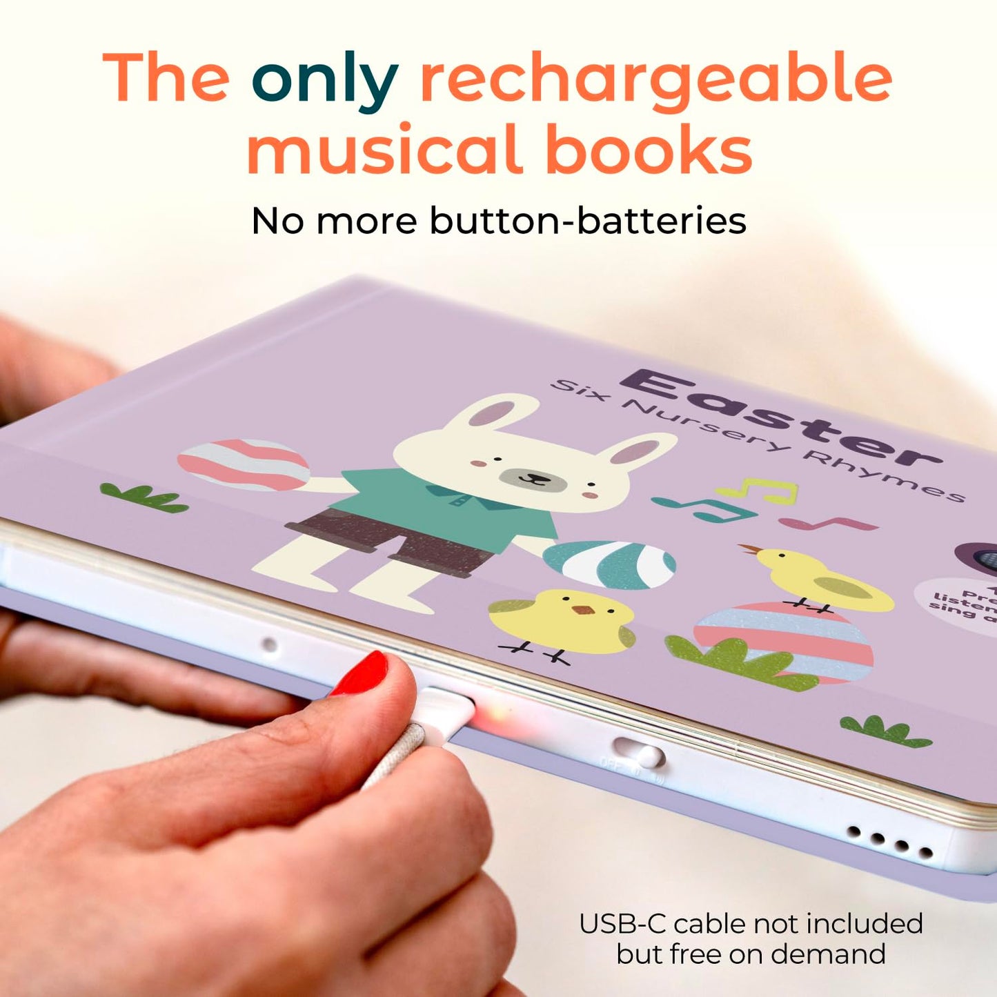 Cali's Books Easter Nursery Rhymes Musical Book – USB-C Rechargeable Toddler Gift