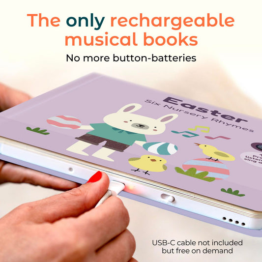 Cali's Books Easter Nursery Rhymes Musical Book – USB-C Rechargeable Toddler Gift
