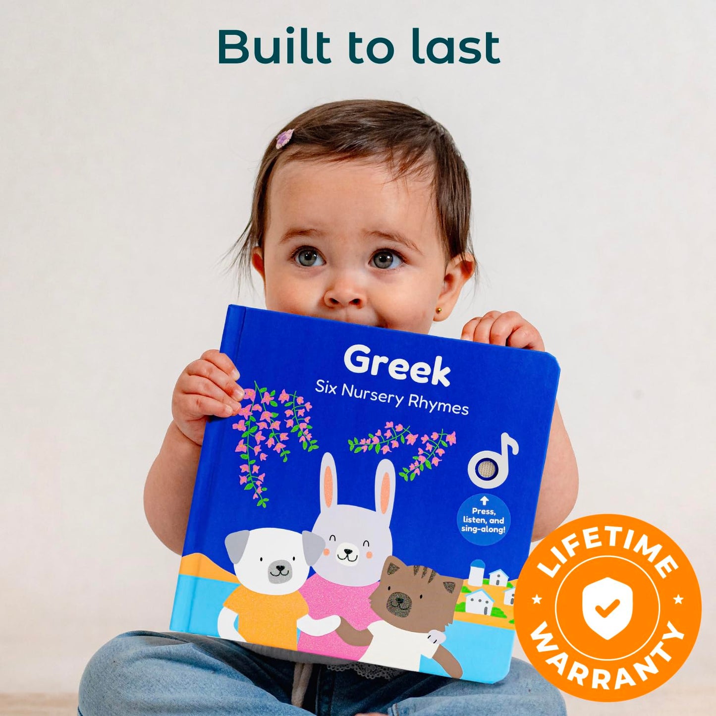 Cali's Books Greek Nursery Rhymes – Bilingual Greek-English Musical Book for Babies and Toddlers (USB-C Rechargeable)