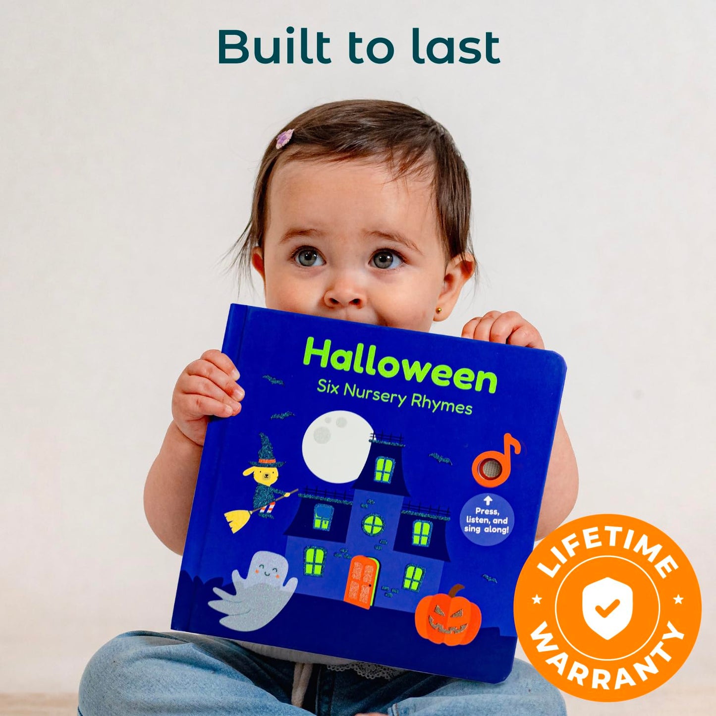 Cali's Books Halloween Glow-in-the-Dark Musical Book for Toddlers 1-3 – USB-C Rechargeable Nursery Rhymes