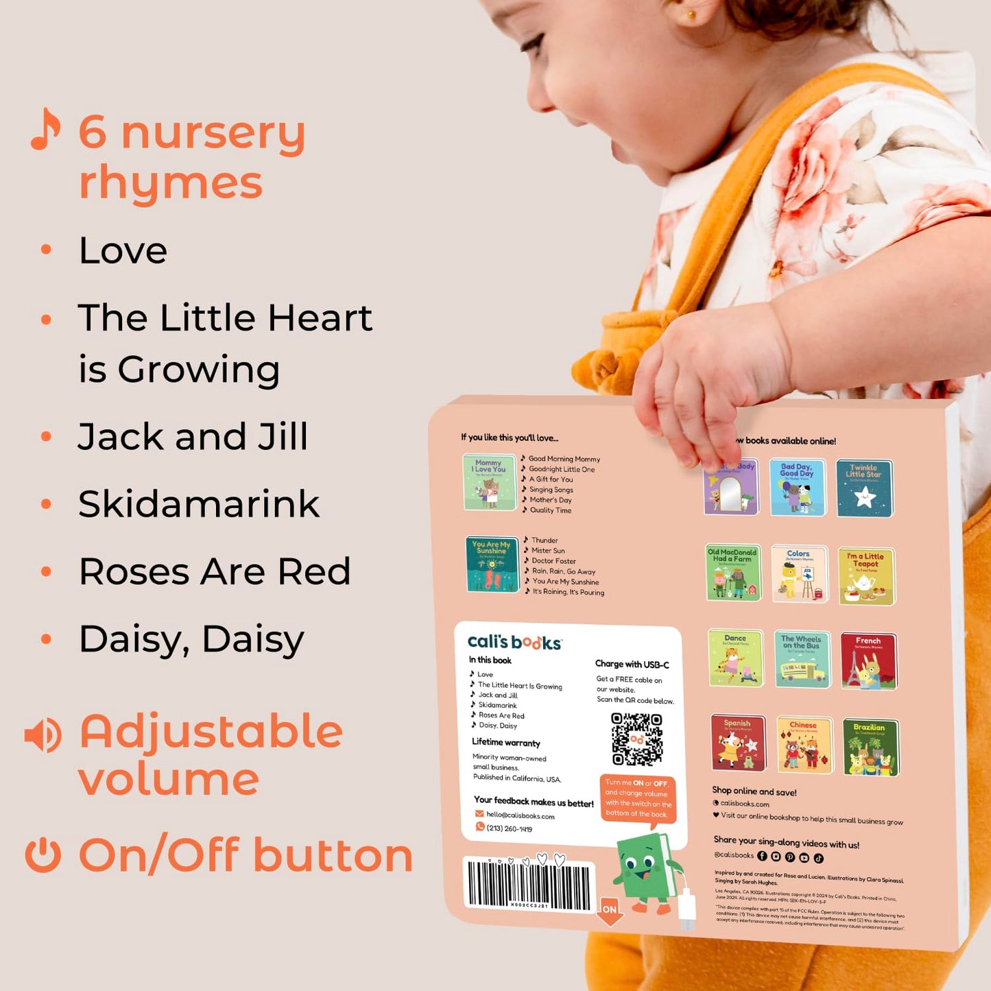 Cali's Books: Toddler Valentine Sound Book with Nursery Rhymes (USB-C Rechargeable)