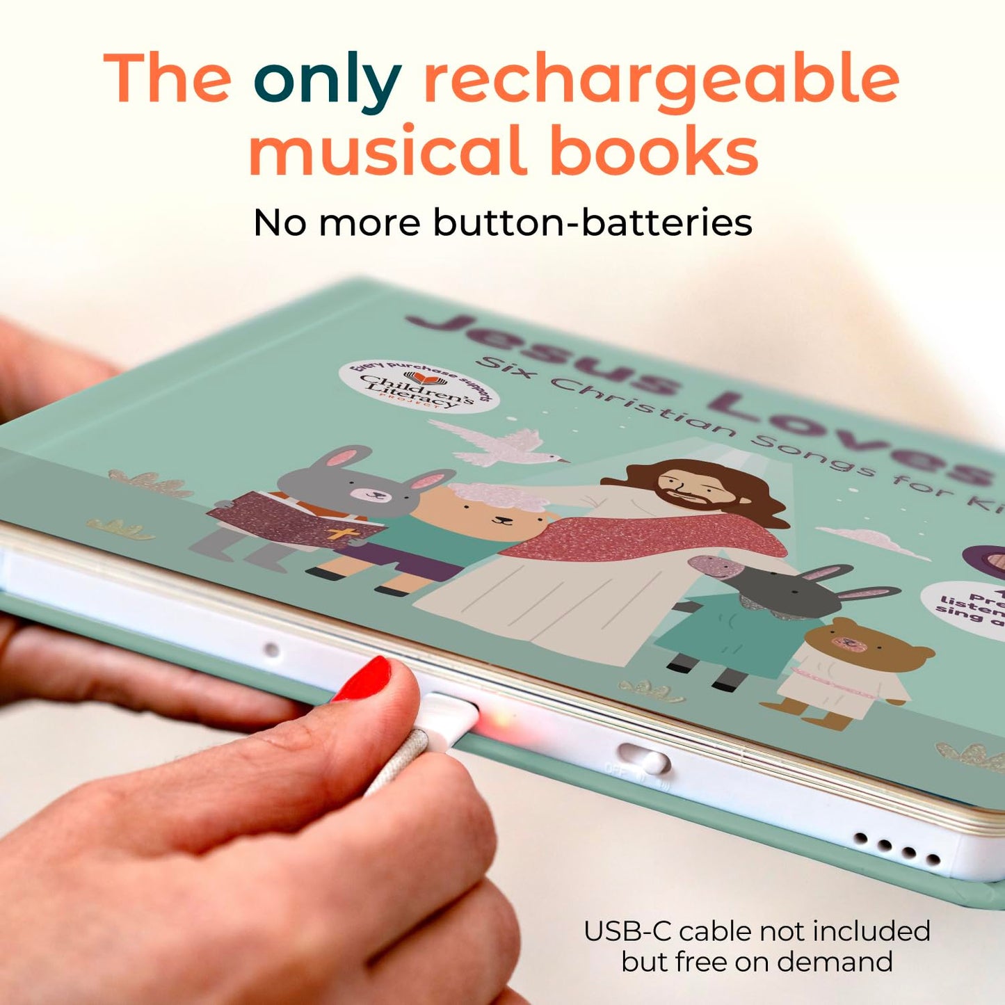 Cali's Books Jesus Loves Me Music Book for Toddlers 1-3 | Christian Musical Toy with USB-C Rechargeable Sound Book