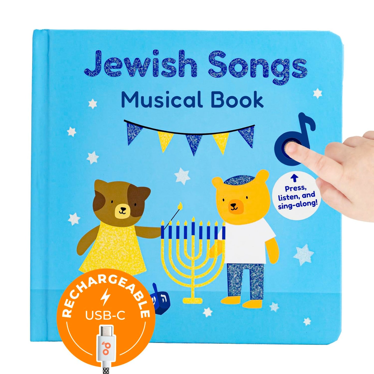 Cali's Books Jewish Sound Book – Hanukkah for Children with Hebrew Songs (Shabbat, Rosh Hashanah, Purim, Passover)