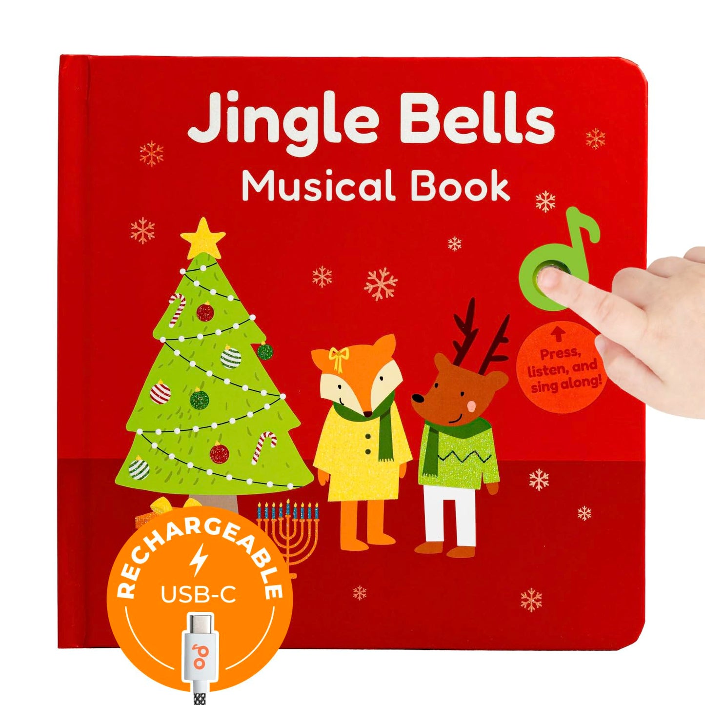 Cali's Books Jingle Bells USB-C Musical Book for Toddlers (1-3)