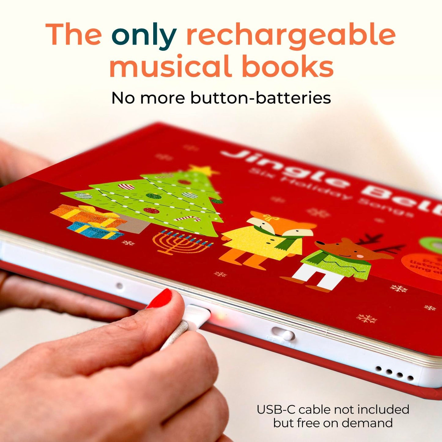 Cali's Books Jingle Bells USB-C Musical Book for Toddlers (1-3)