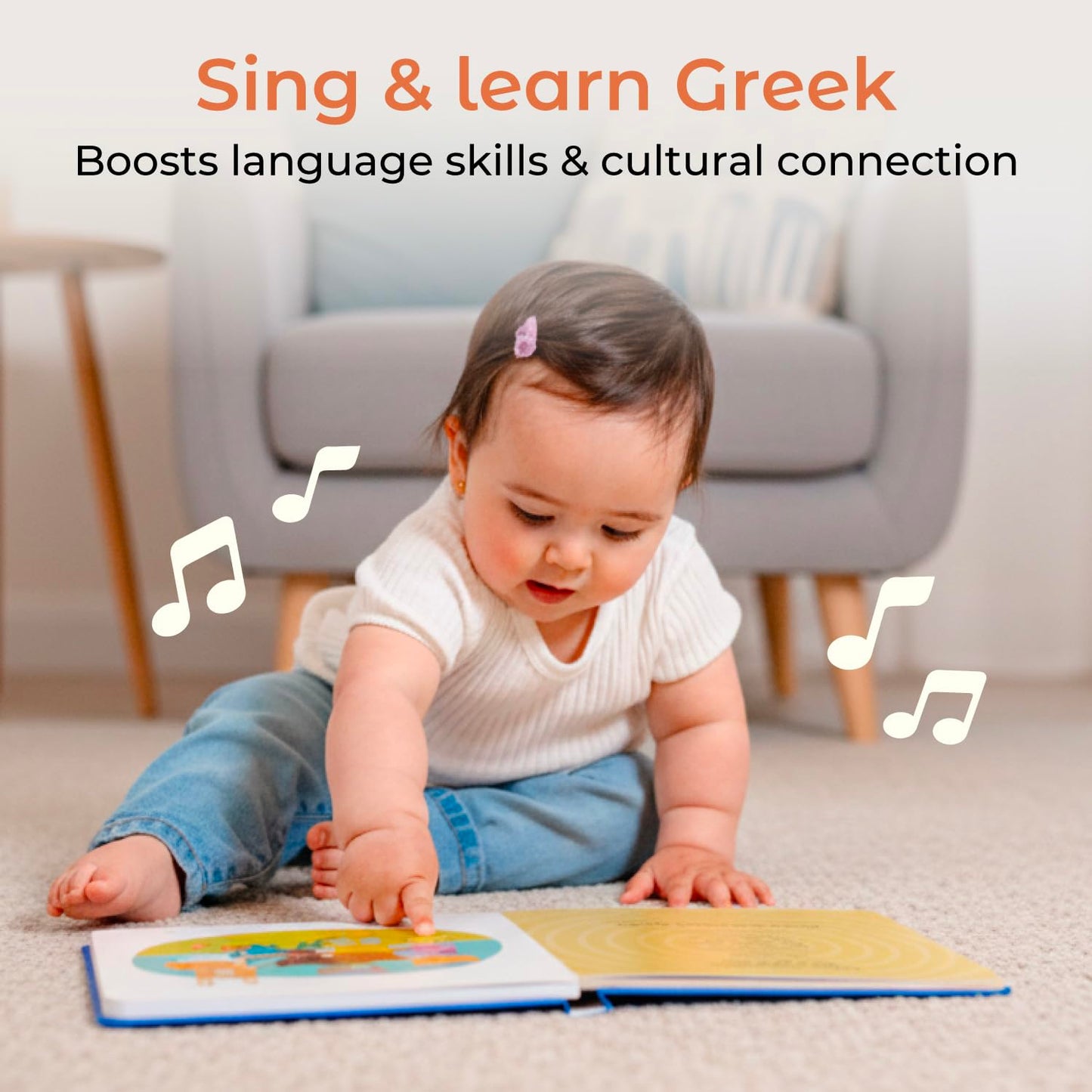 Cali's Books Greek Nursery Rhymes – Bilingual Greek-English Musical Book for Babies and Toddlers (USB-C Rechargeable)