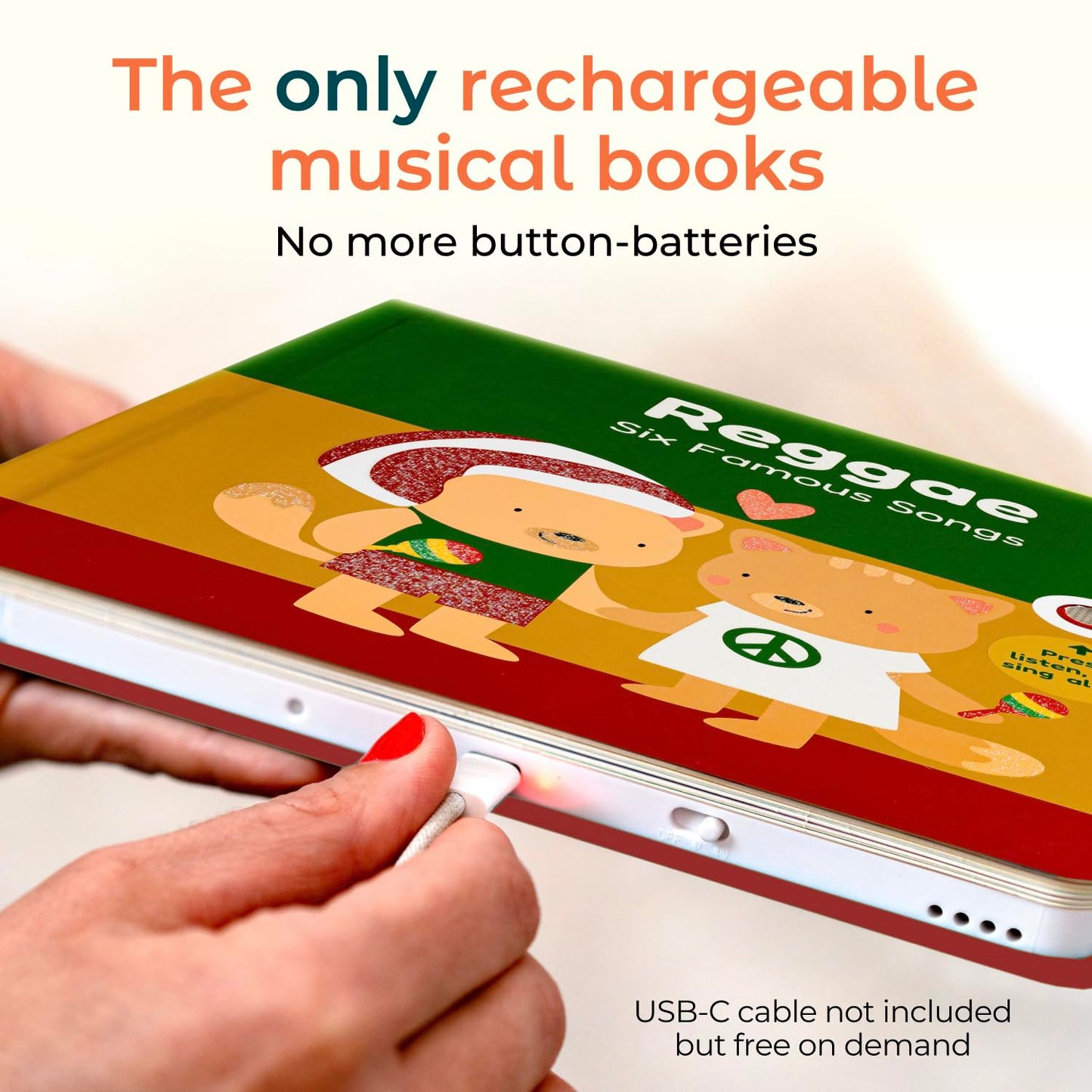 Cali's Books Reggae Musical Book for Toddlers 1-3 – Bob Marley Classics, USB-C Rechargeable