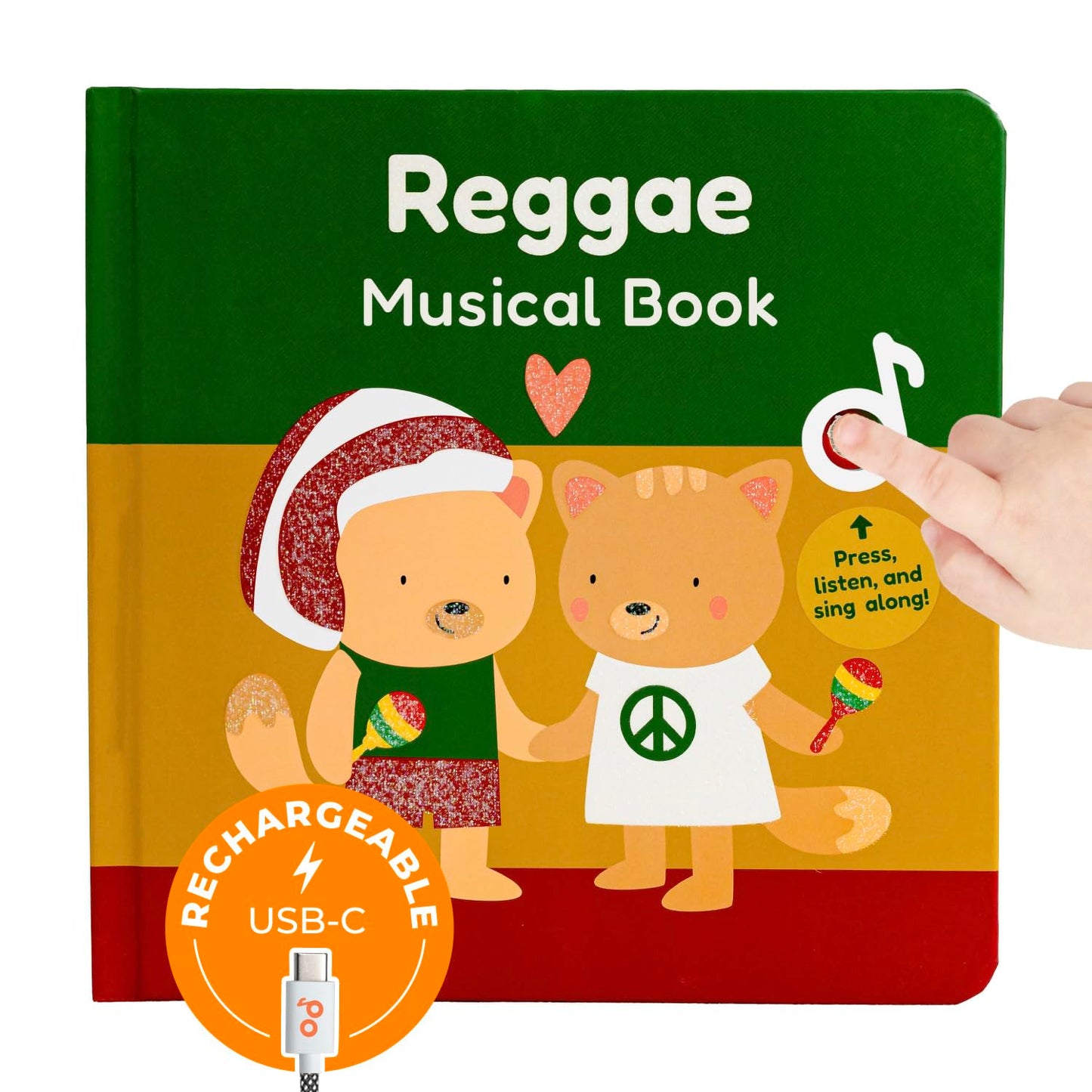 Cali's Books Reggae Musical Book for Toddlers 1-3 – Bob Marley Classics, USB-C Rechargeable