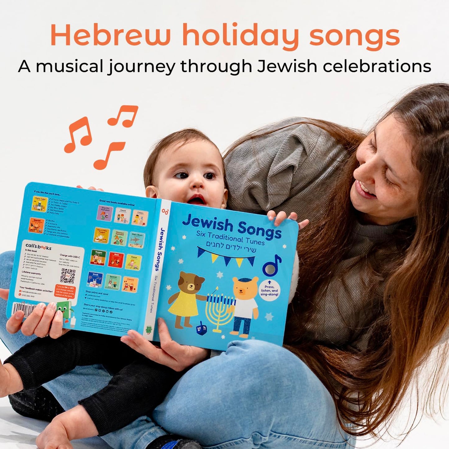Cali's Books Jewish Sound Book – Hanukkah for Children with Hebrew Songs (Shabbat, Rosh Hashanah, Purim, Passover)