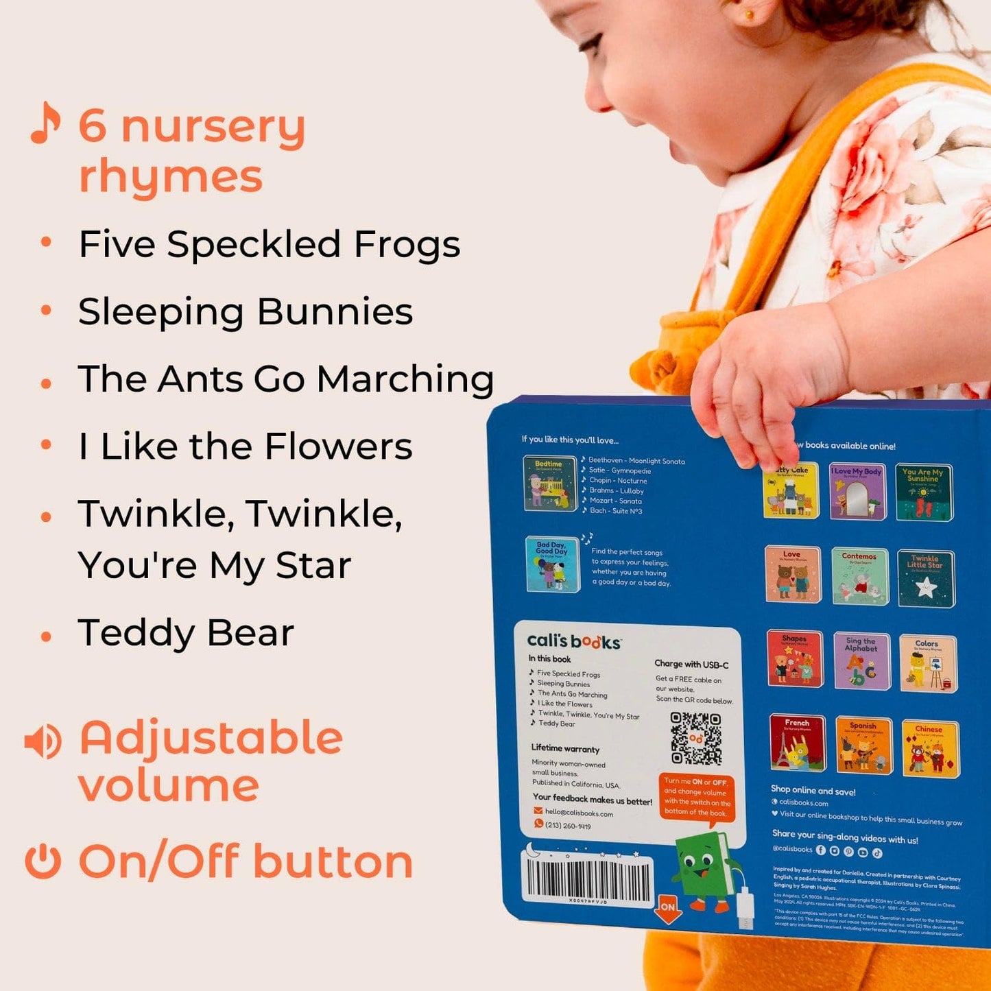 Cali’s Books Wind Down – USB-C Rechargeable Bedtime Musical Book for Toddlers 1-3