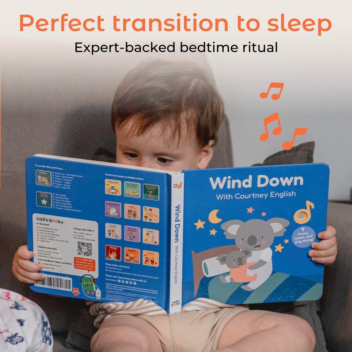 Cali’s Books Wind Down – USB-C Rechargeable Bedtime Musical Book for Toddlers 1-3